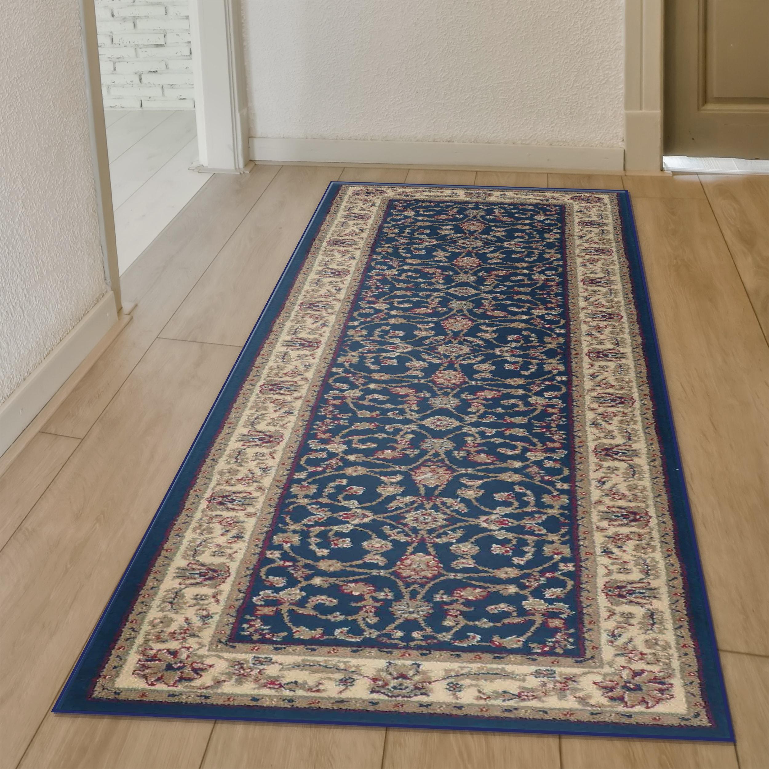1596-1354-NAVY Como Rectangular Navy Blue Traditional Italy Area Rug- 2 ft. 2 in. W x 7 ft. 7 in. H