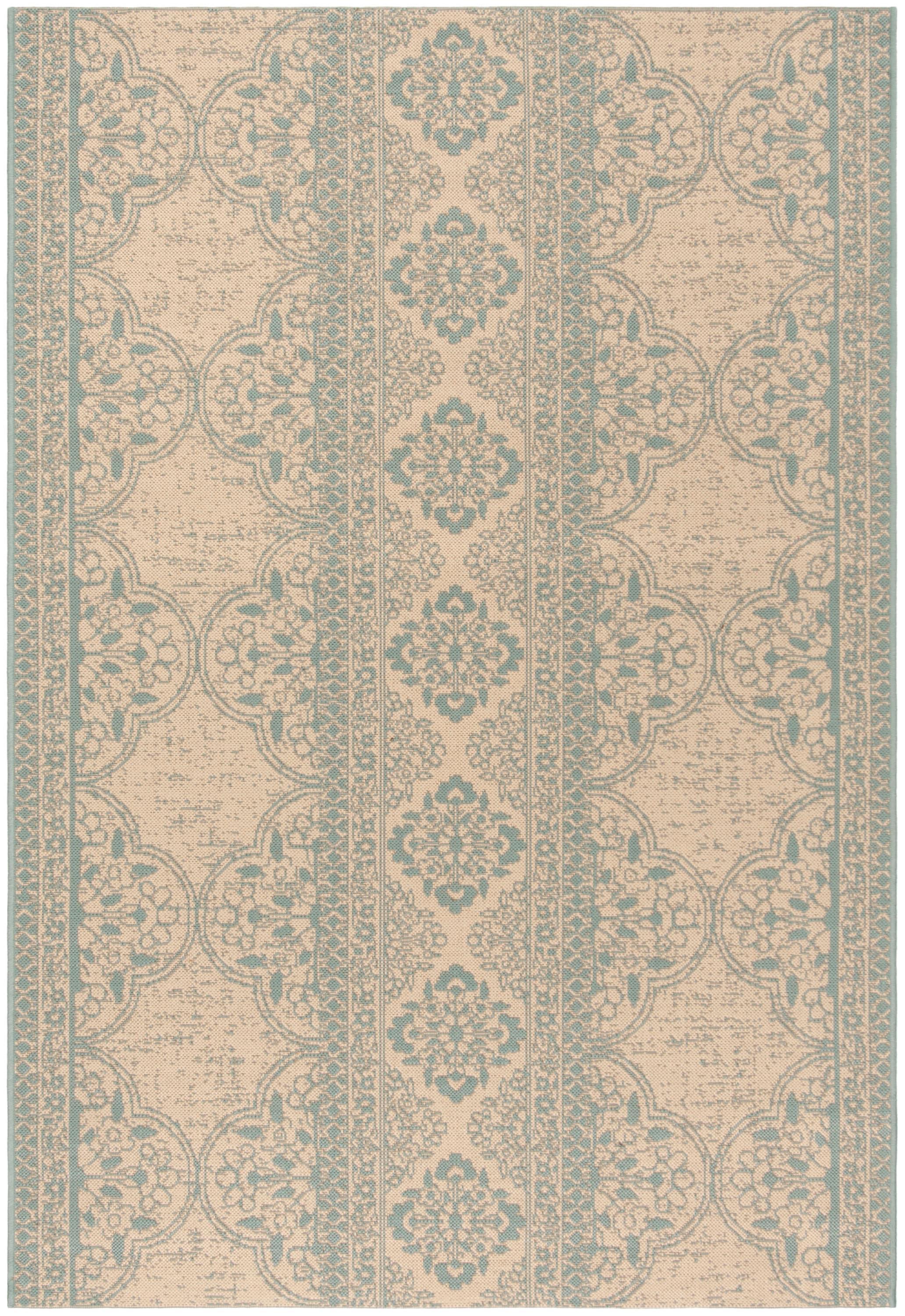 Linden LND174 Power Loomed Area Rug - Aqua/Cream - 8'x10' - Safavieh