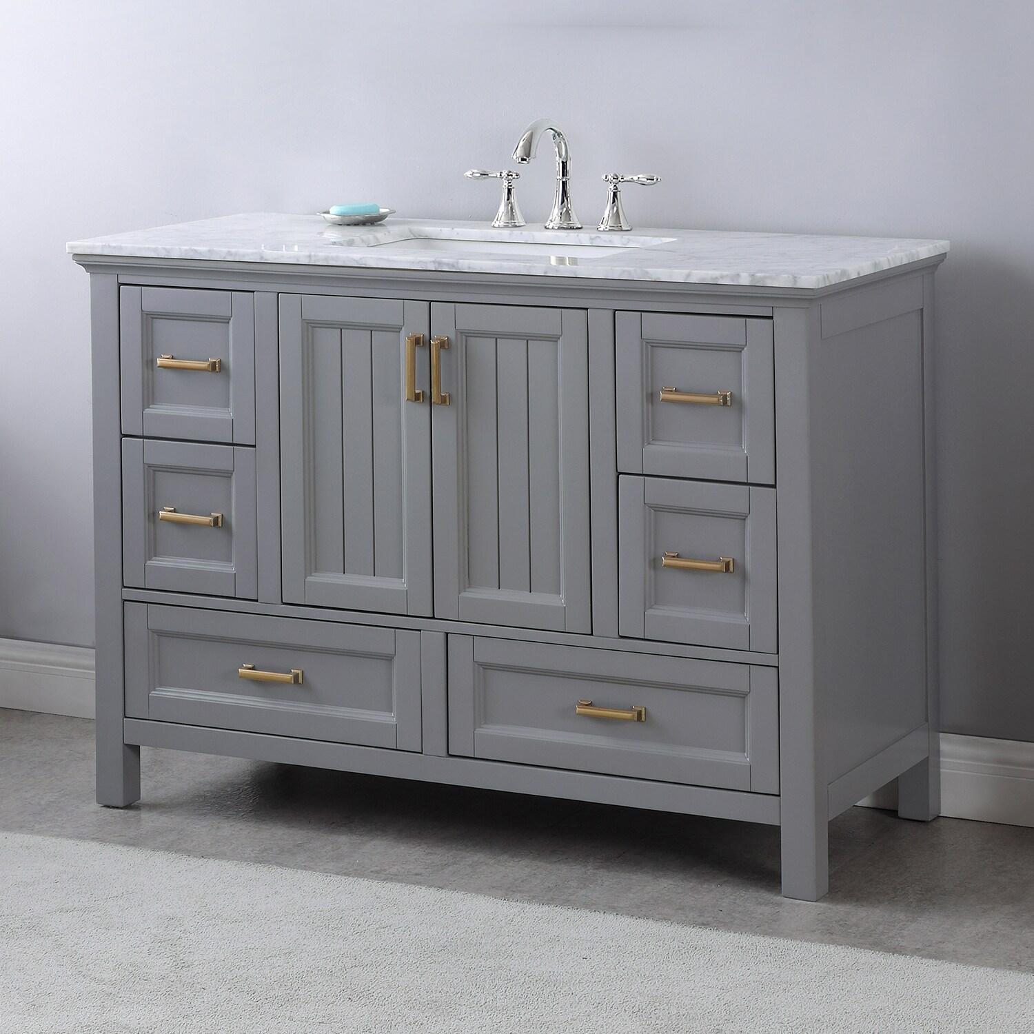 Isla 48" Marble Countertop Single Vanity w/o Mirror Gray