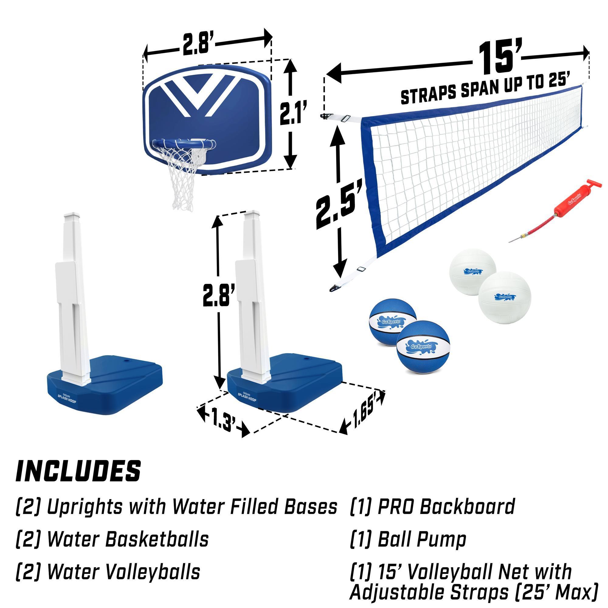 GoSports GoSports Splash Hoop 2-in-1 Pool Basketball Hoop & Volleyball Net Game Set