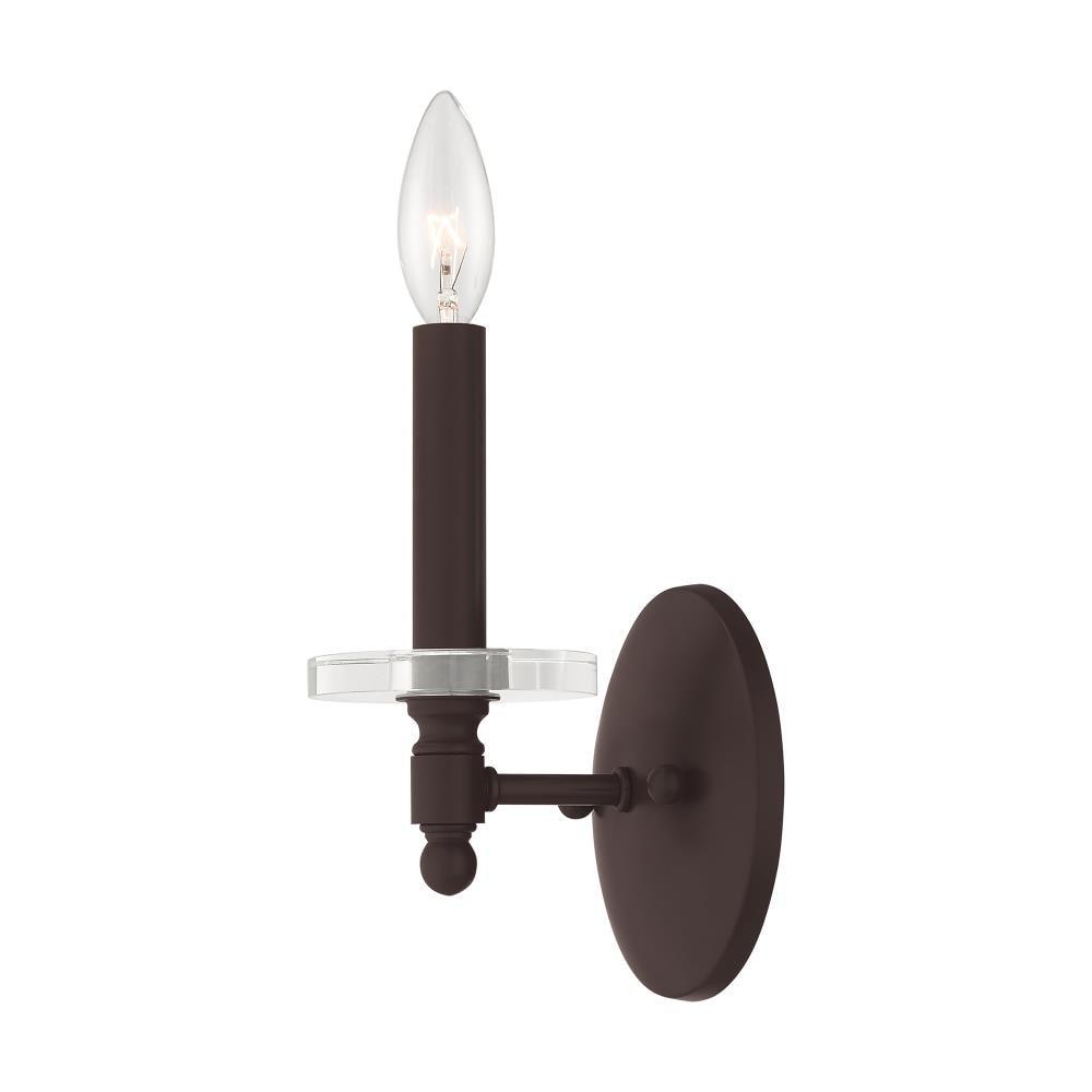 Bancroft Elegance Bronze Wall Sconce with Clear Crystal Bobeche