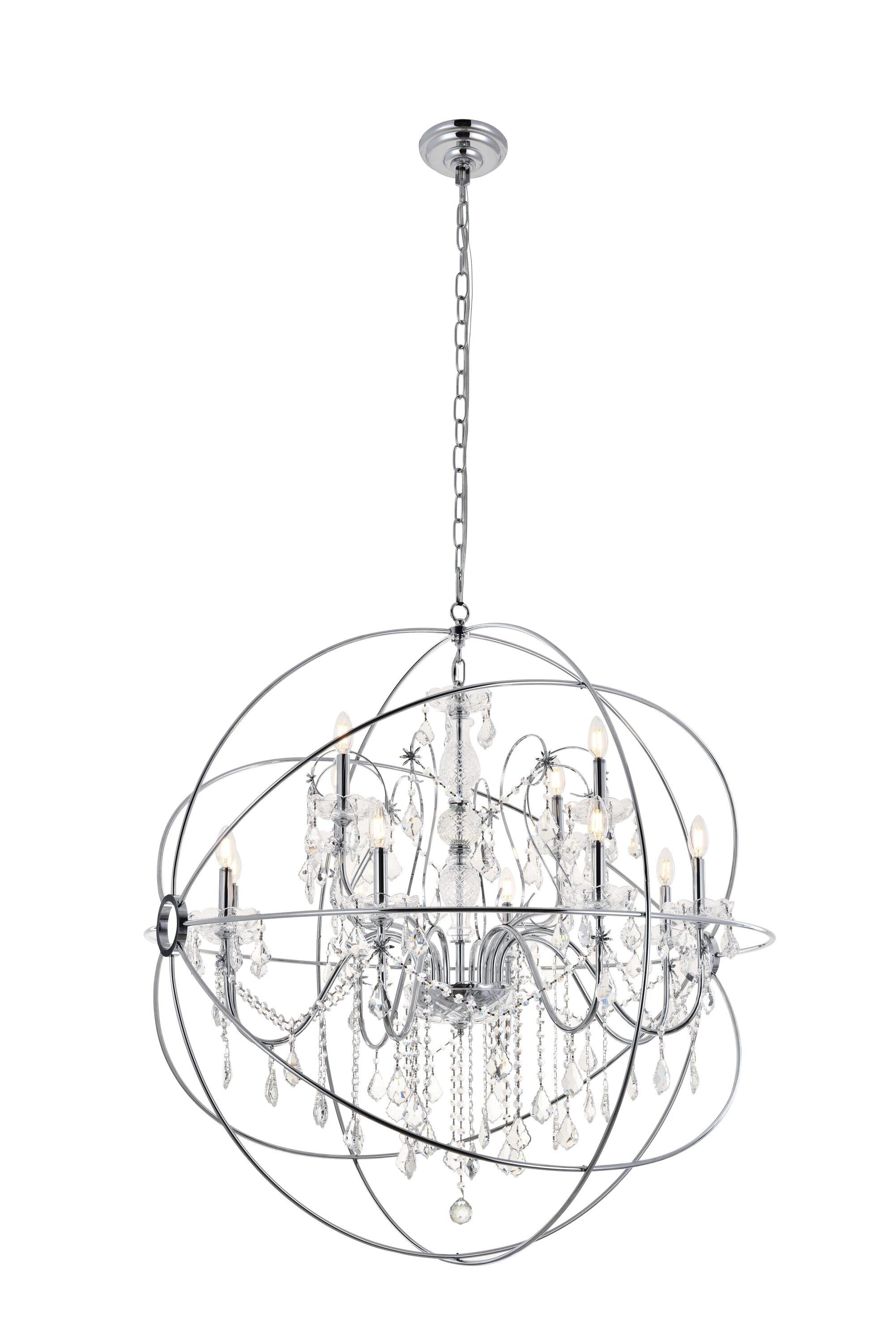Elegant Decor Home Furnishing 12 -Light Chrome Transitional Globe Large Hanging Pendant light