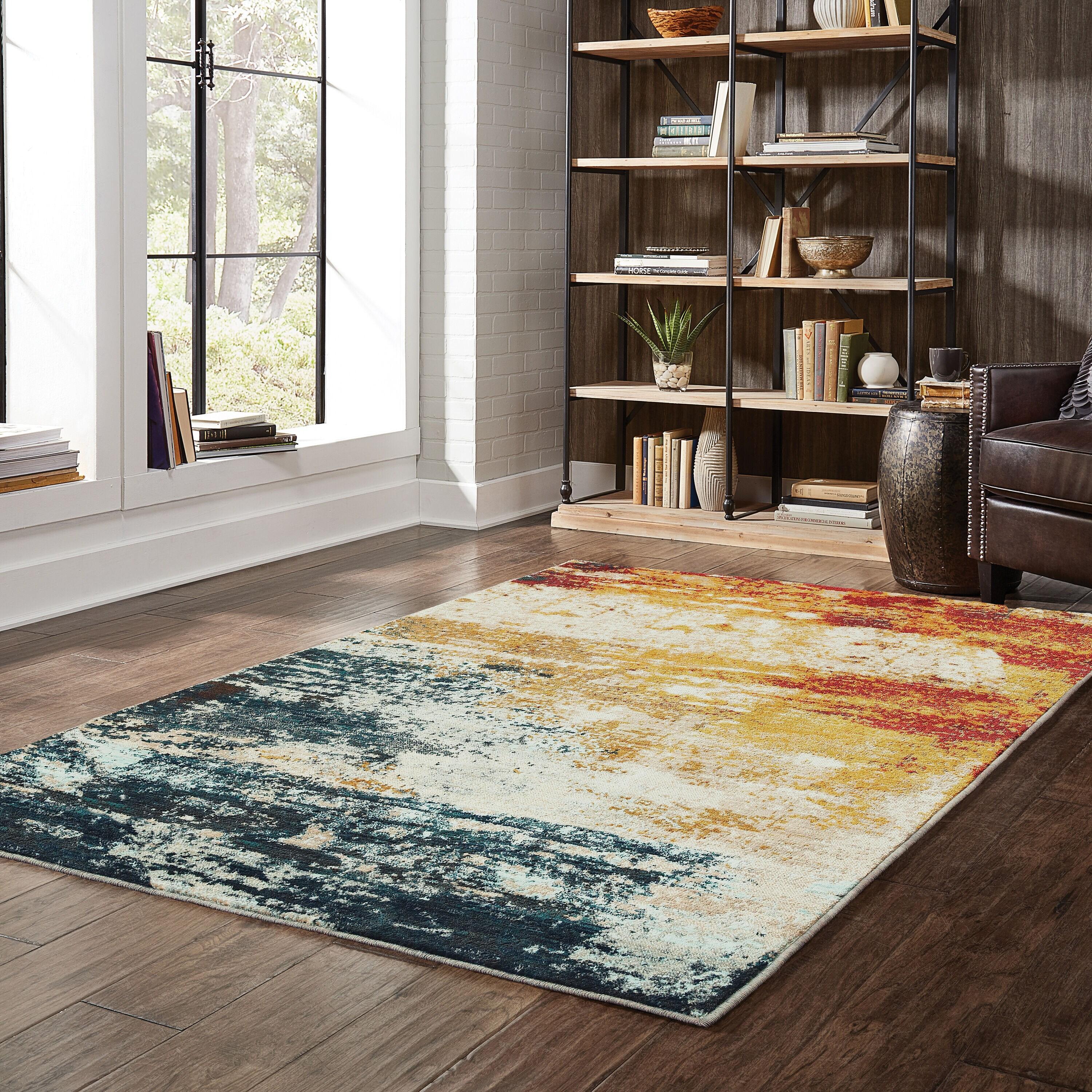 Moretti Birani Area Rug 6365A Blue Rusted Worn 7' 10" x 10' 10" Rectangle