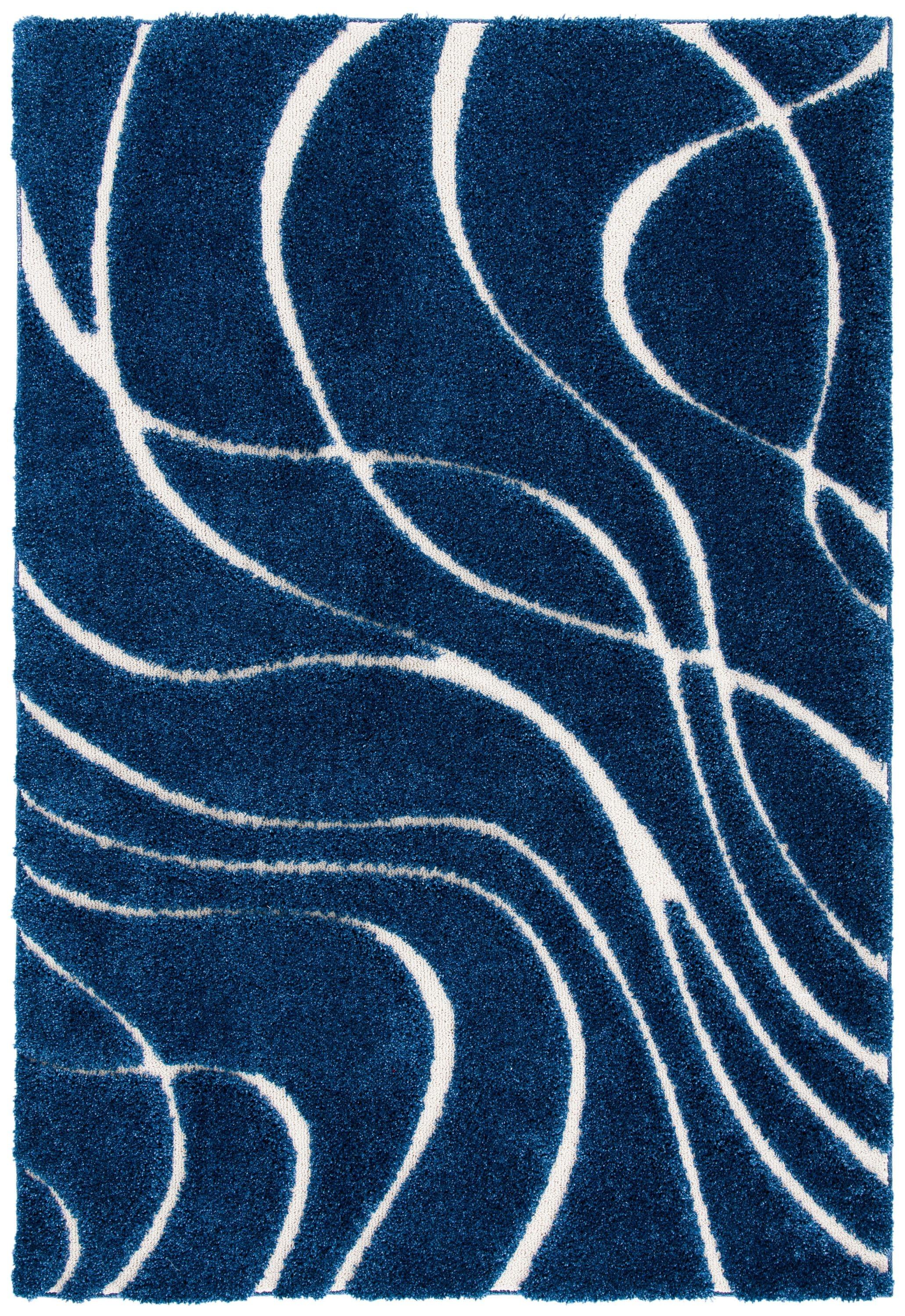 Florida Shag SG471 Power Loomed Area Rug - Navy/Ivory - 5'3"x7'6" - Safavieh.