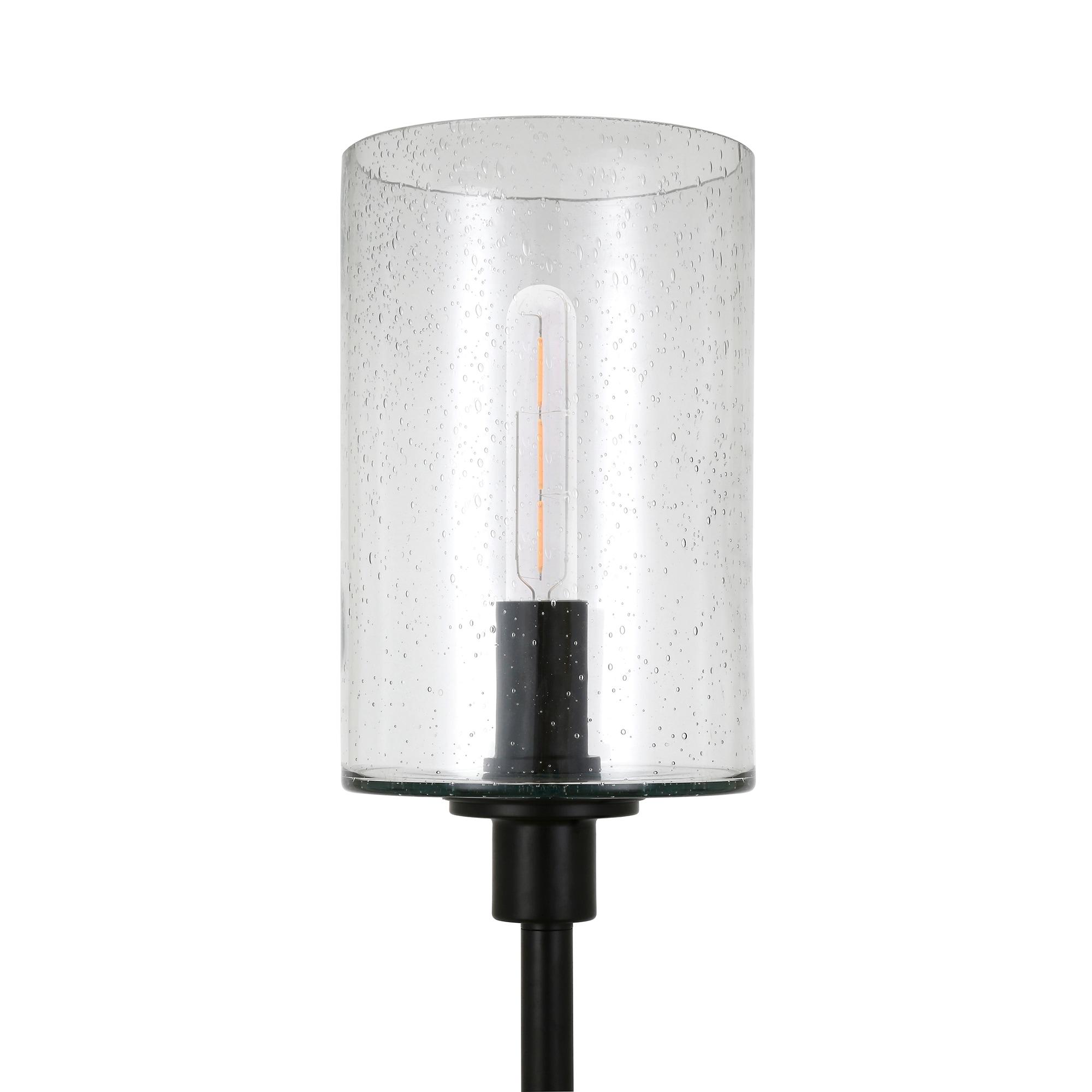 Evelyn&Zoe Industrial Metal Floor Lamp with Seeded Glass Shade