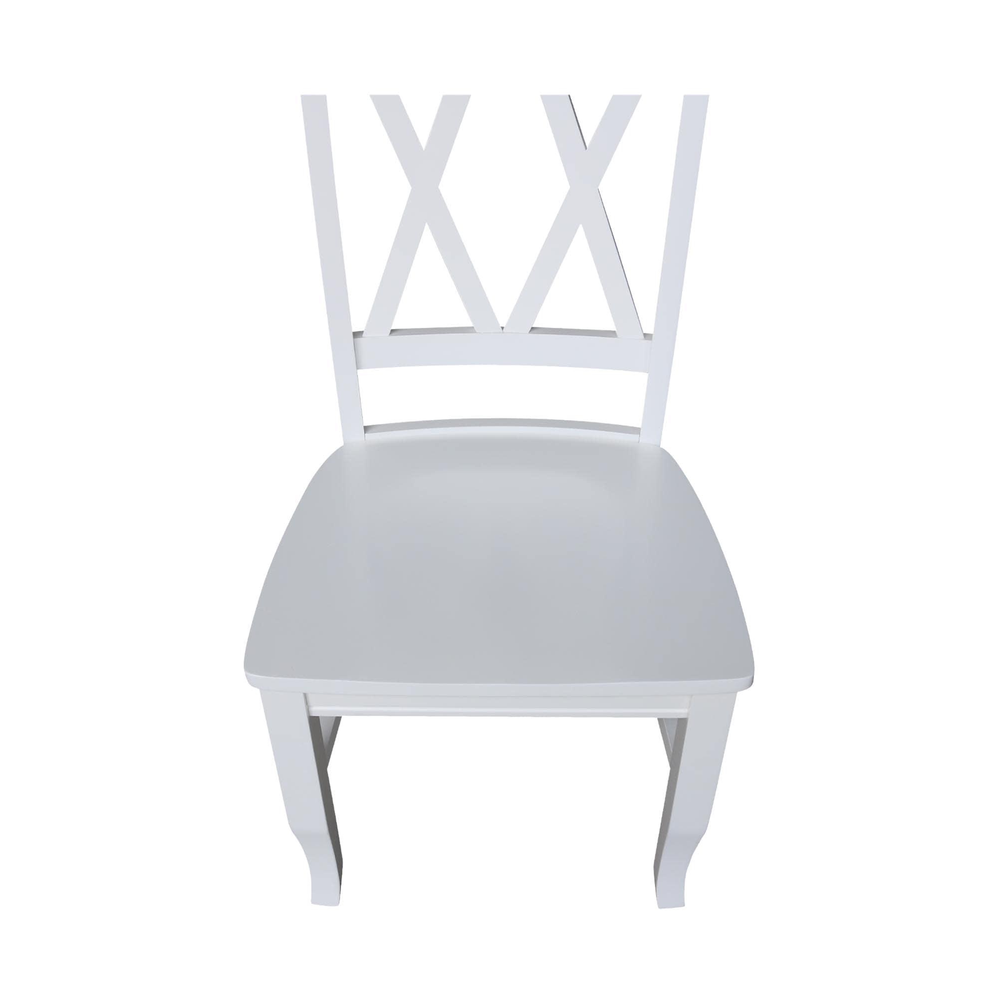 International Concepts Set of 2 Jeremy Double Dining Chairs White: Hardwood Frame, Modern Style, 250lb Capacity