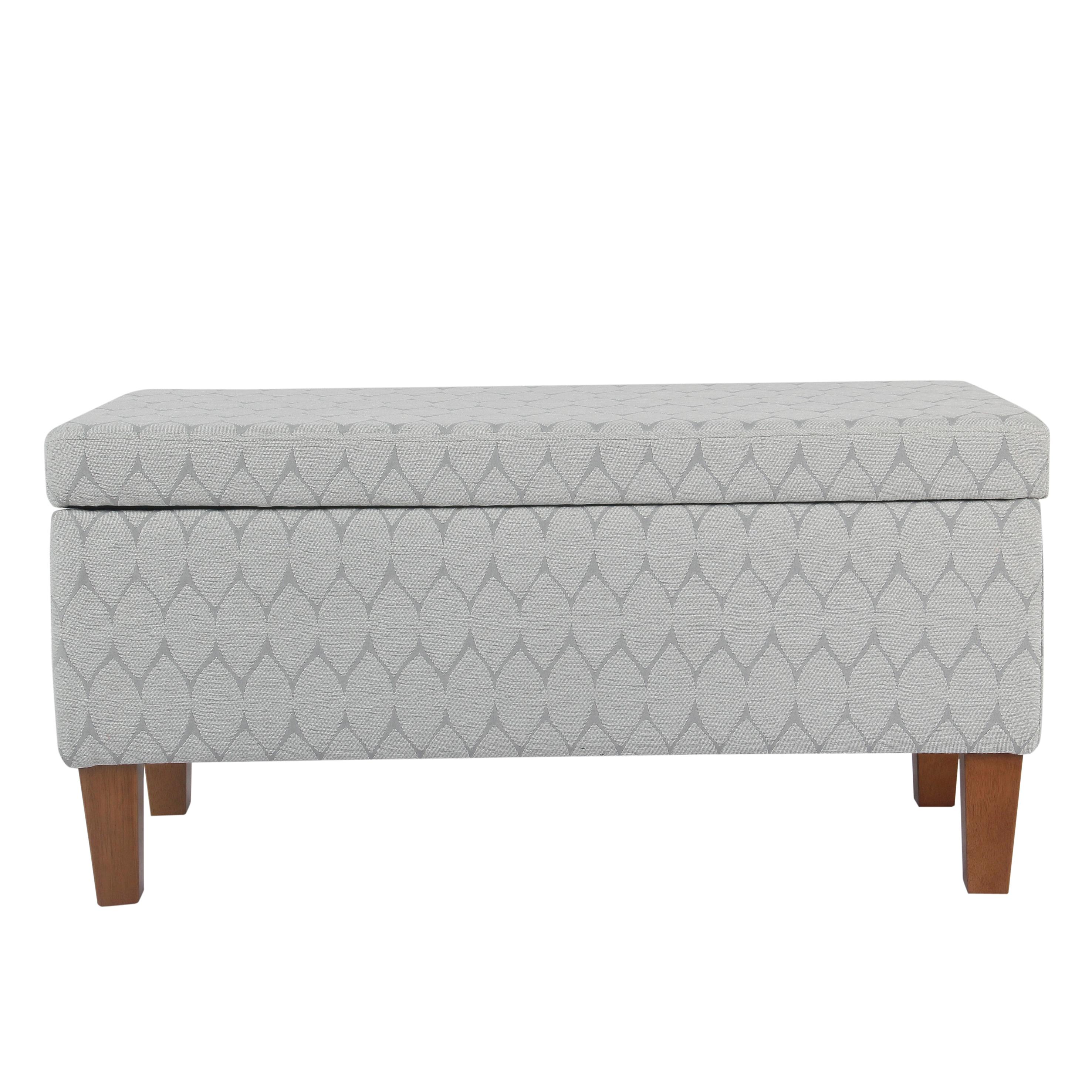 Large Textured Storage Bench Light Gray - HomePop: Upholstered, Bedroom, Rectangular, Wood Legs