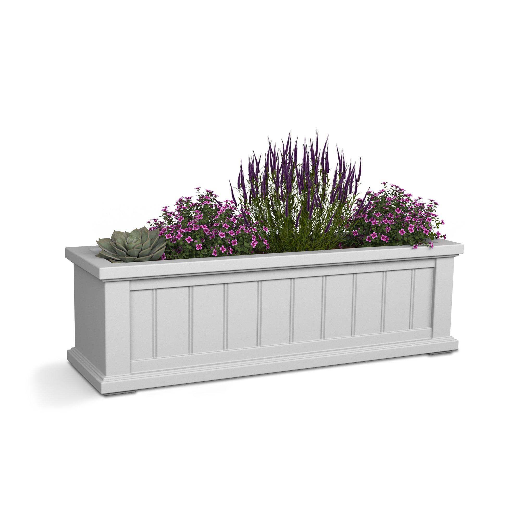 Mayne Cape Cod 36" x 11" x 10.8" Rectangle White Self-Watering Polyethylene Window Box Planter