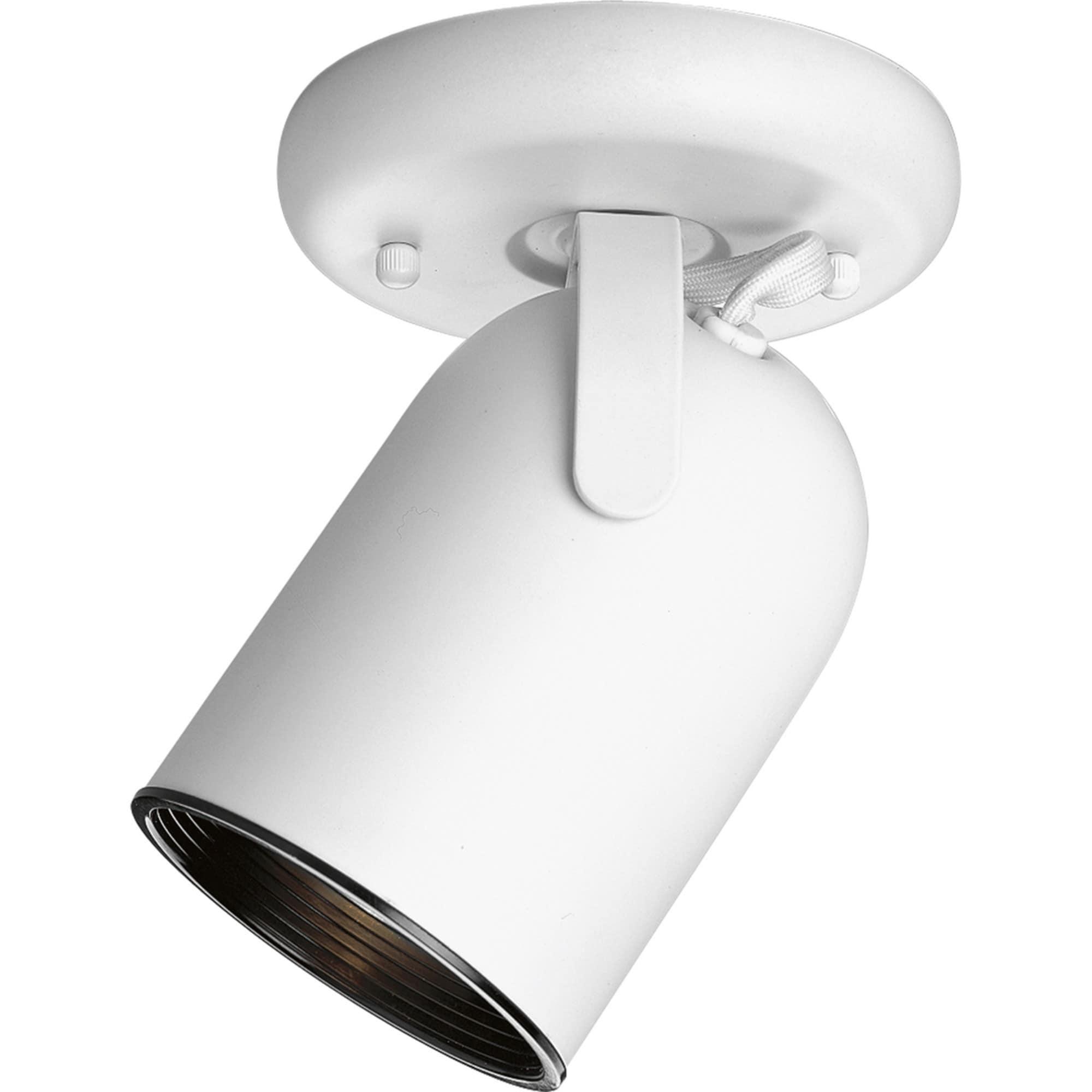 Progress Lighting, Directionals, 1-Light, Ceiling Light, Brushed Nickel, Round Back, White Shade