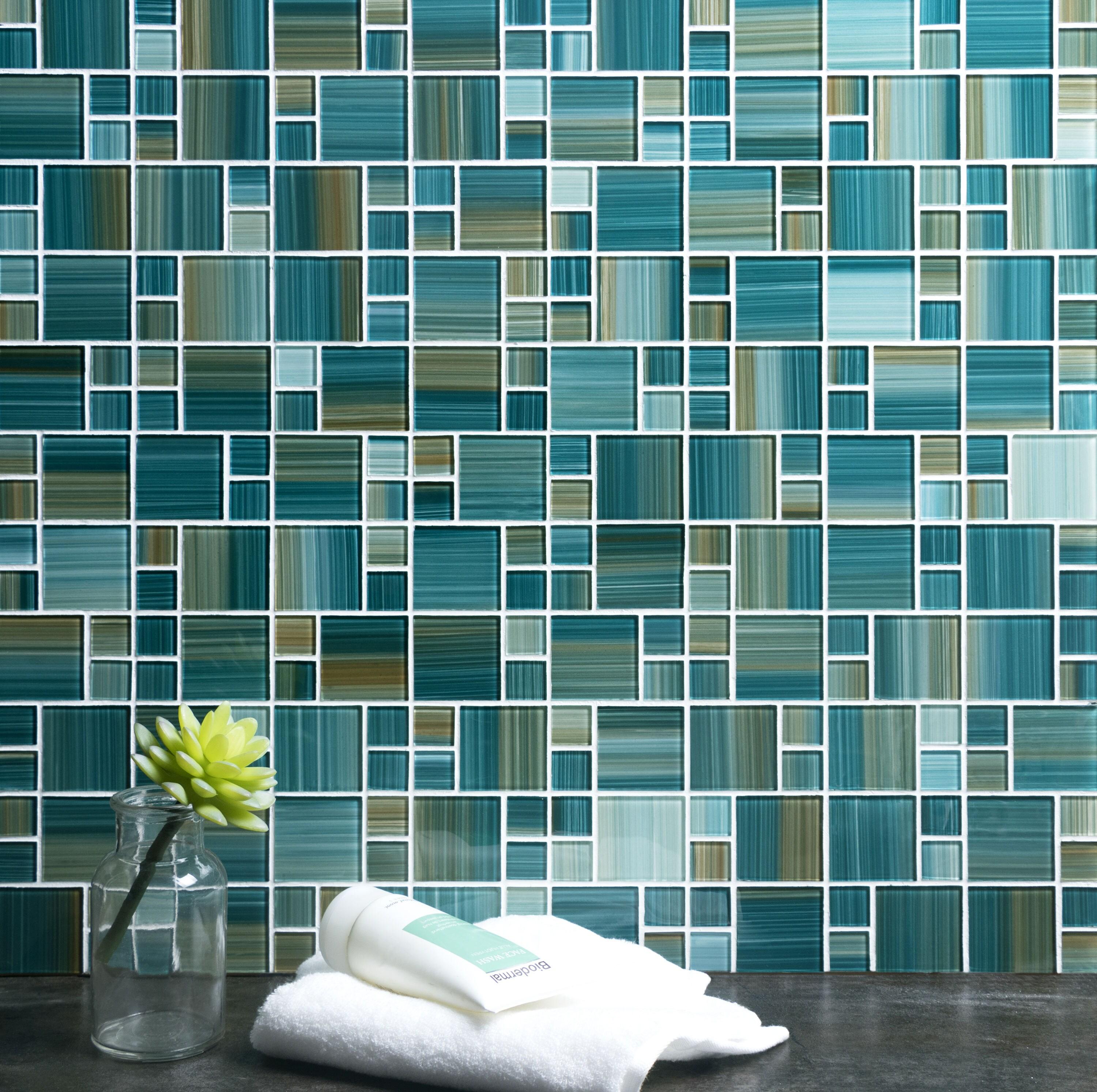 Swimming Pool Random Sized Straight Edge Glass Mosaic Tile
