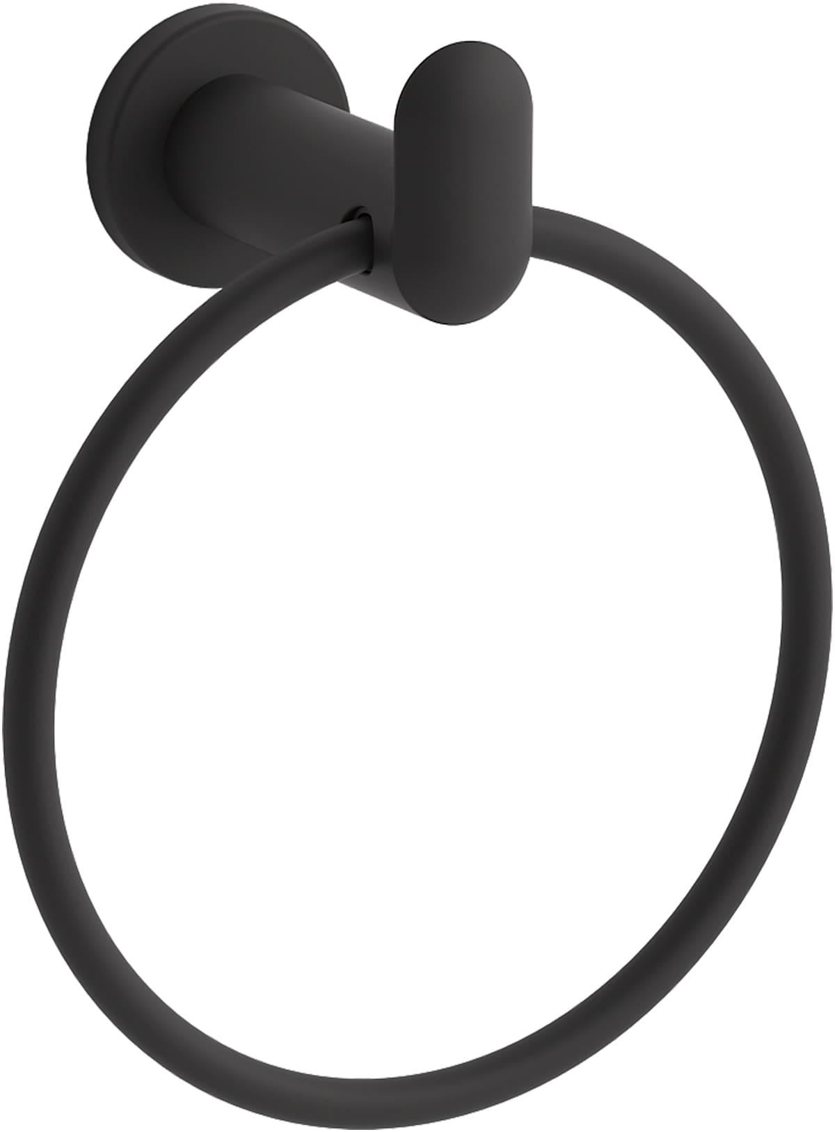 Matte Black Wall Mounted Metal Towel Ring