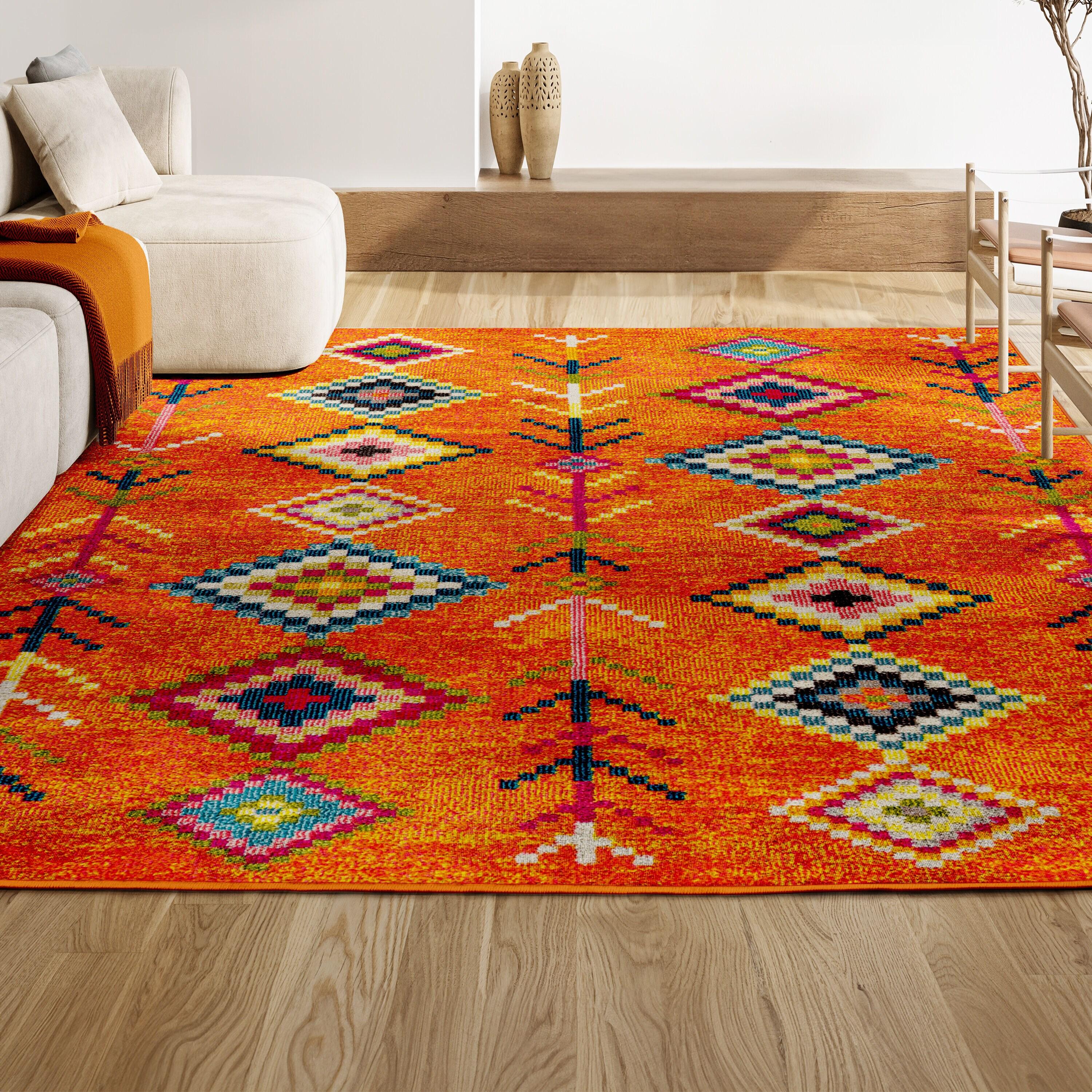 JONATHAN Y Love Geometric Orange/Multi 2 ft. x 8 ft. Runner Rug