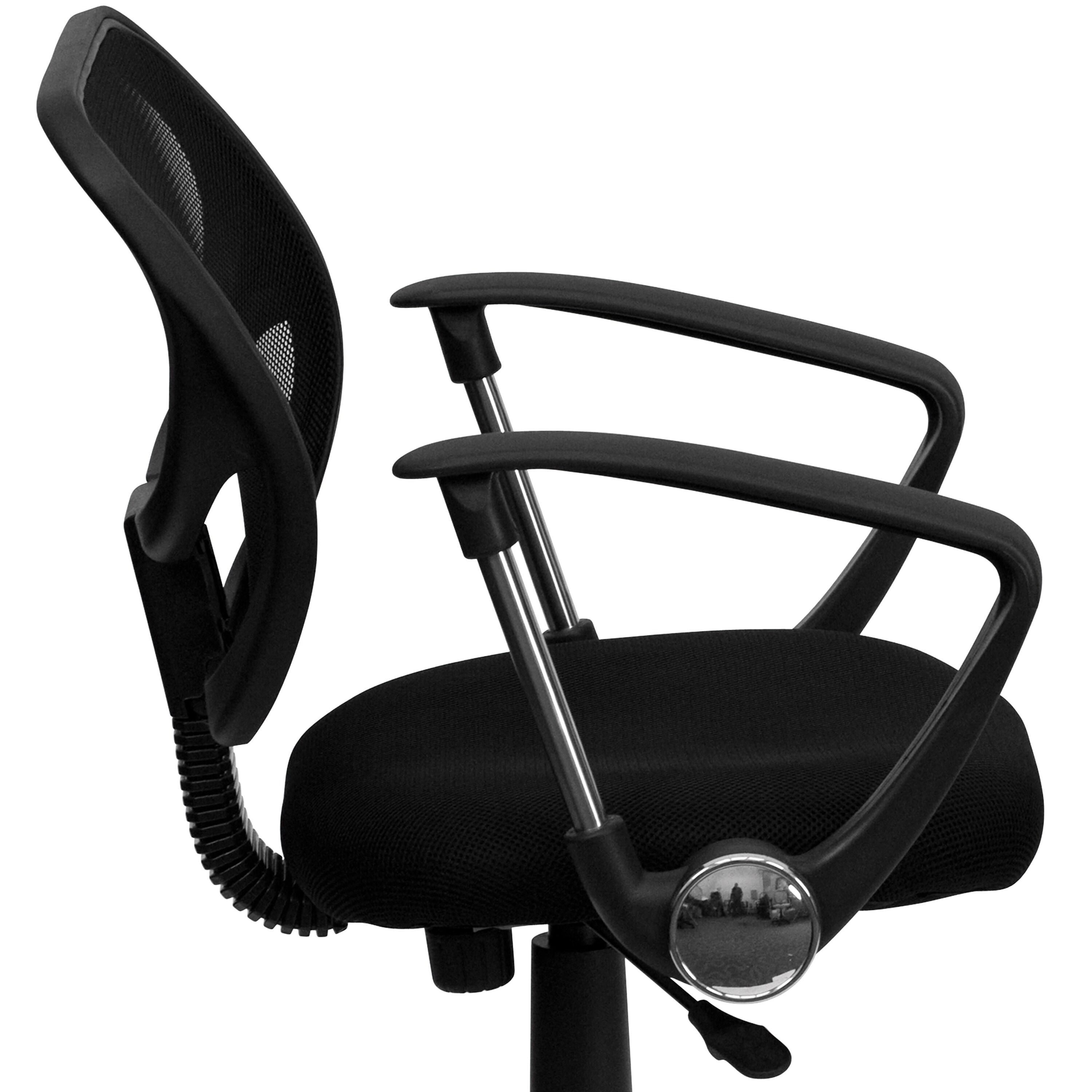 Flash Furniture Low Back Black Mesh Swivel Task Office Chair with Curved Square Back and Arms