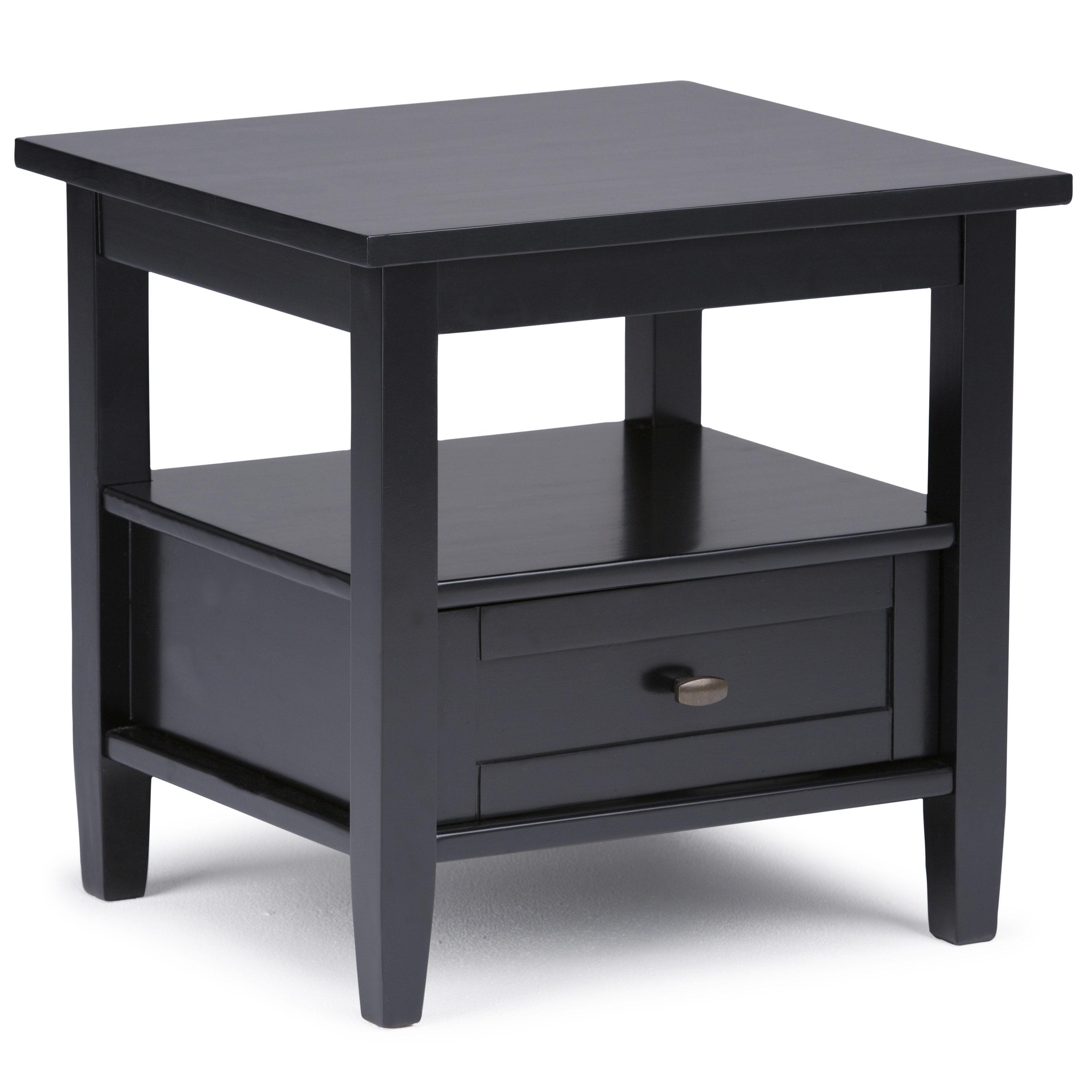 Warm Solid Wood End Table with Storage