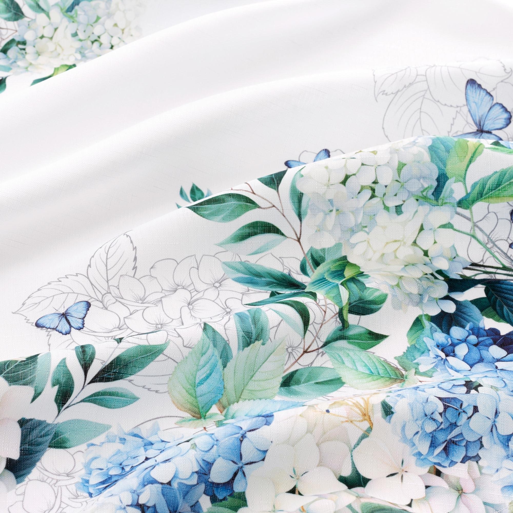Hydrangea Bloom Floral Double Border Tablecloth - Multicolor - 60x144 - Elrene Home Fashions