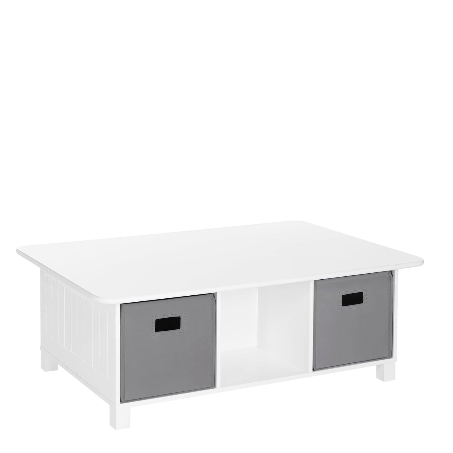 RiverRidge Home RiverRidge Kids Desk, Activity and Play Table with 6 Storage Cubbies - White with 2 Fabric Bins