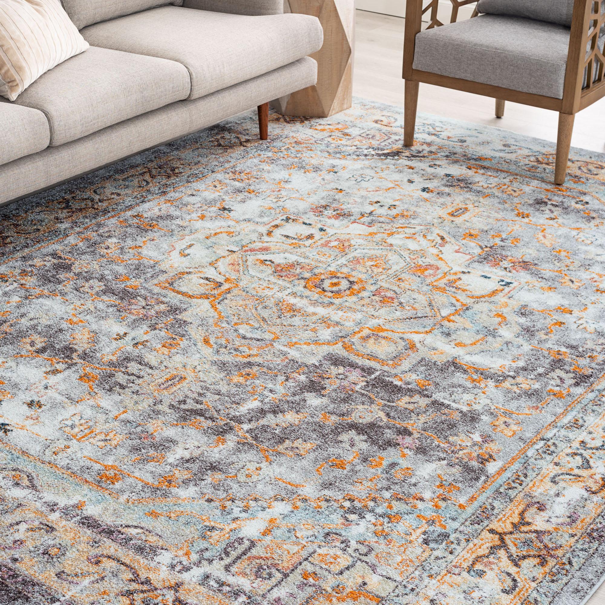 Tayse Wakefield Area Rug WFL4106 Traditional Blue Vintage Faded 7' 10" x 10' 3" Rectangle