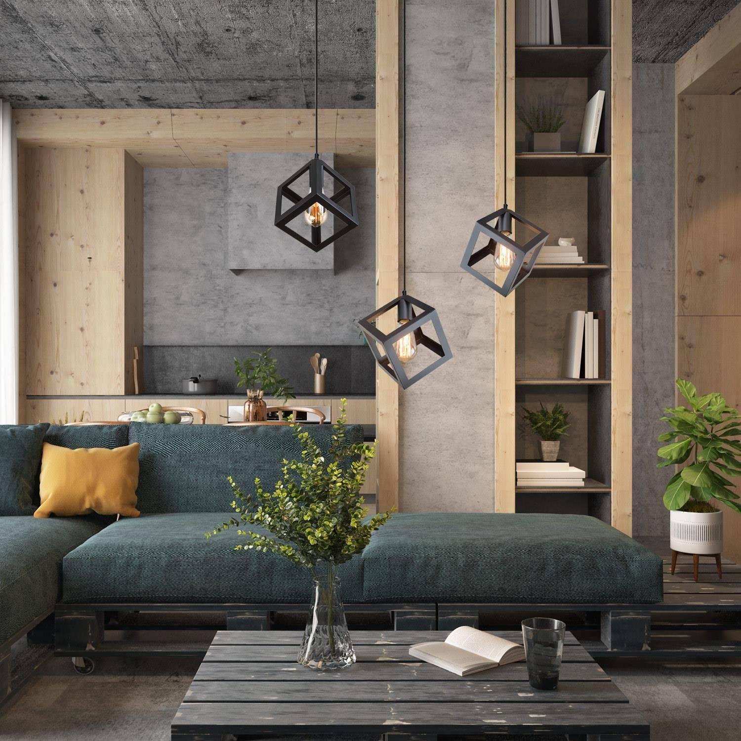 1-Light Matte Black Modern/Contemporary Geometric LED Mini Kitchen Island Light, Kitchen Island Chandeliers Light for Dining Room, Kitchen Island, Bedroom