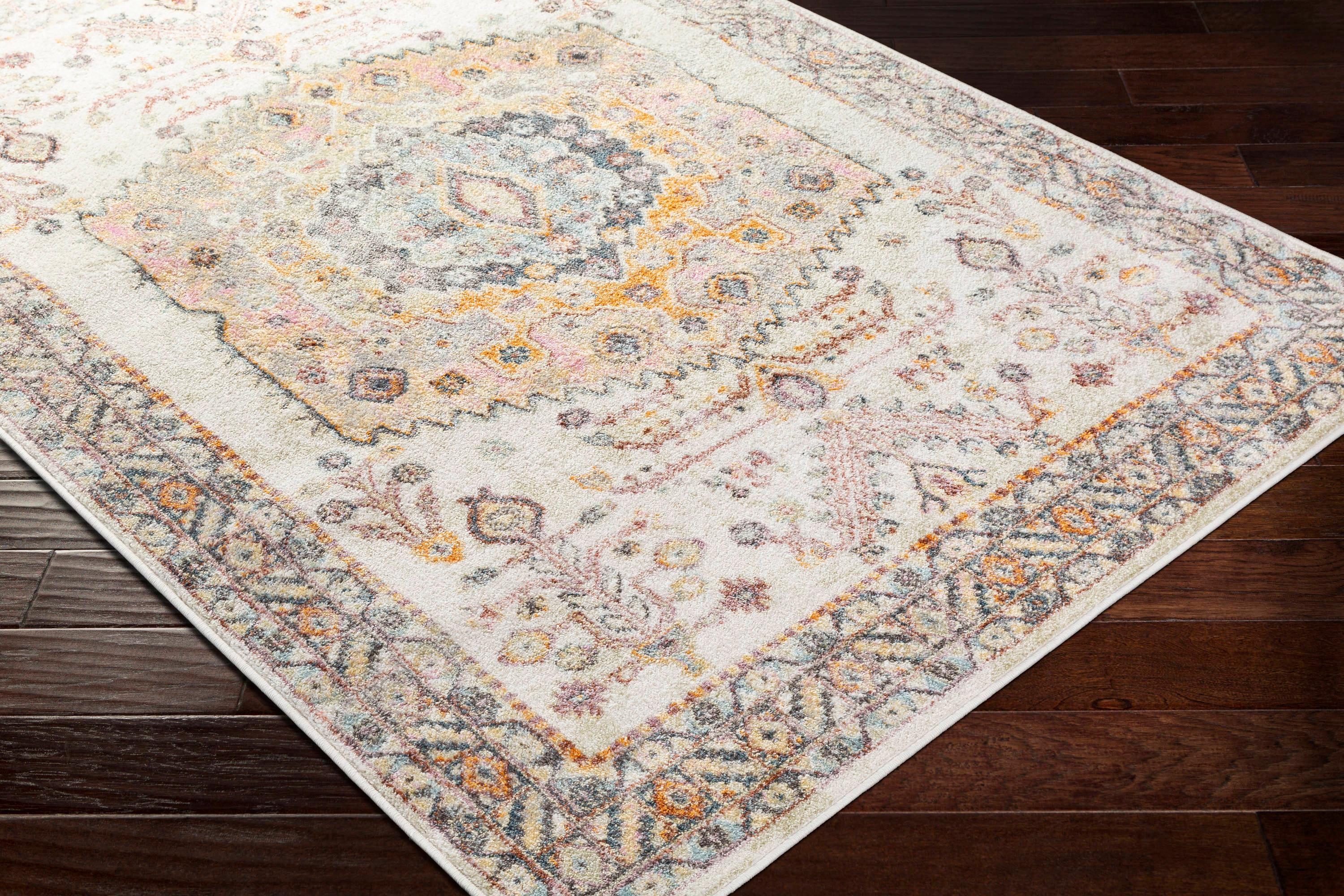 Gray Spot Medium Pile Synthetic Area Rug, 5'3" x 7'3"