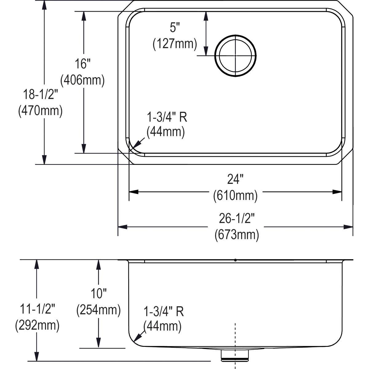 Lustertone 26.5" L x 18.5" W Undermount Kitchen Sink with Perfect Drain