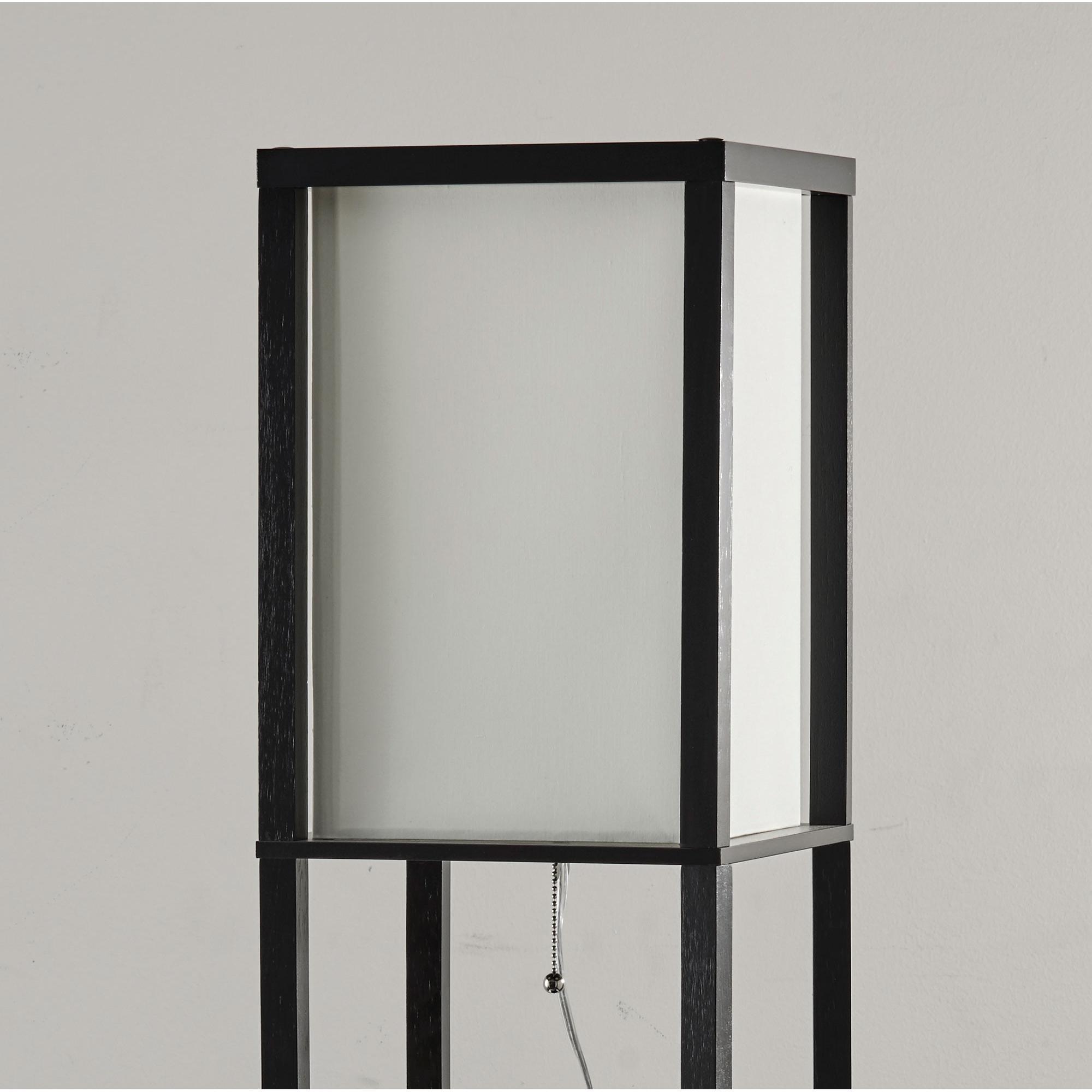 63" Wright Shelf Floor Lamp - Adesso: Black Walnut, Pull Chain, Storage Display