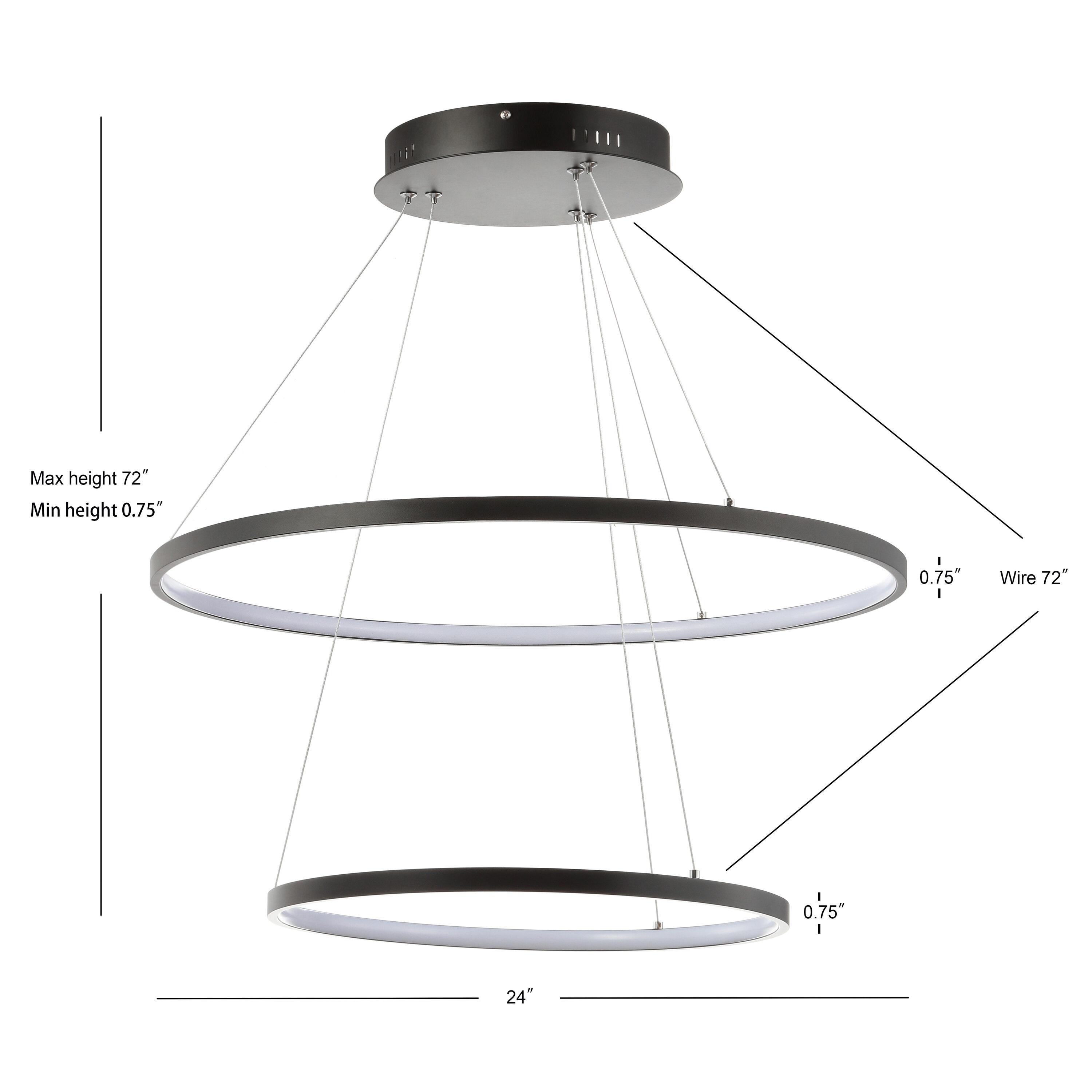 Brice 24" Round Integrated LED Metal Pendant, Matte Black