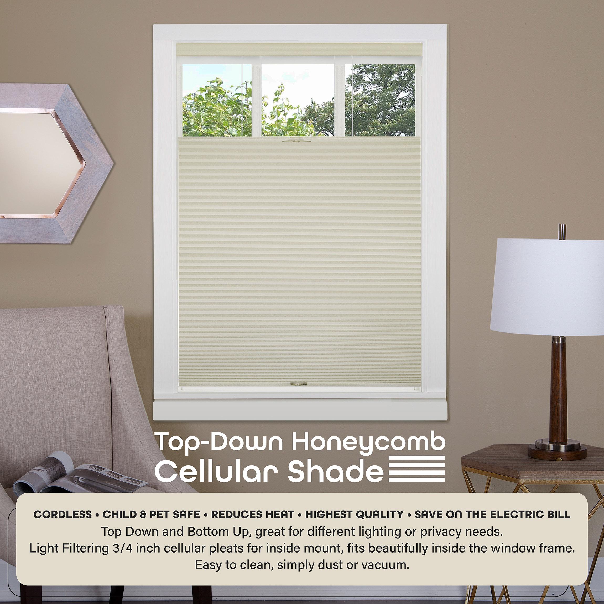 Achim Top Down Bottom Up Cordless Polyester Light Filtering Cellular Shade, Alabaster, 64" x 29"