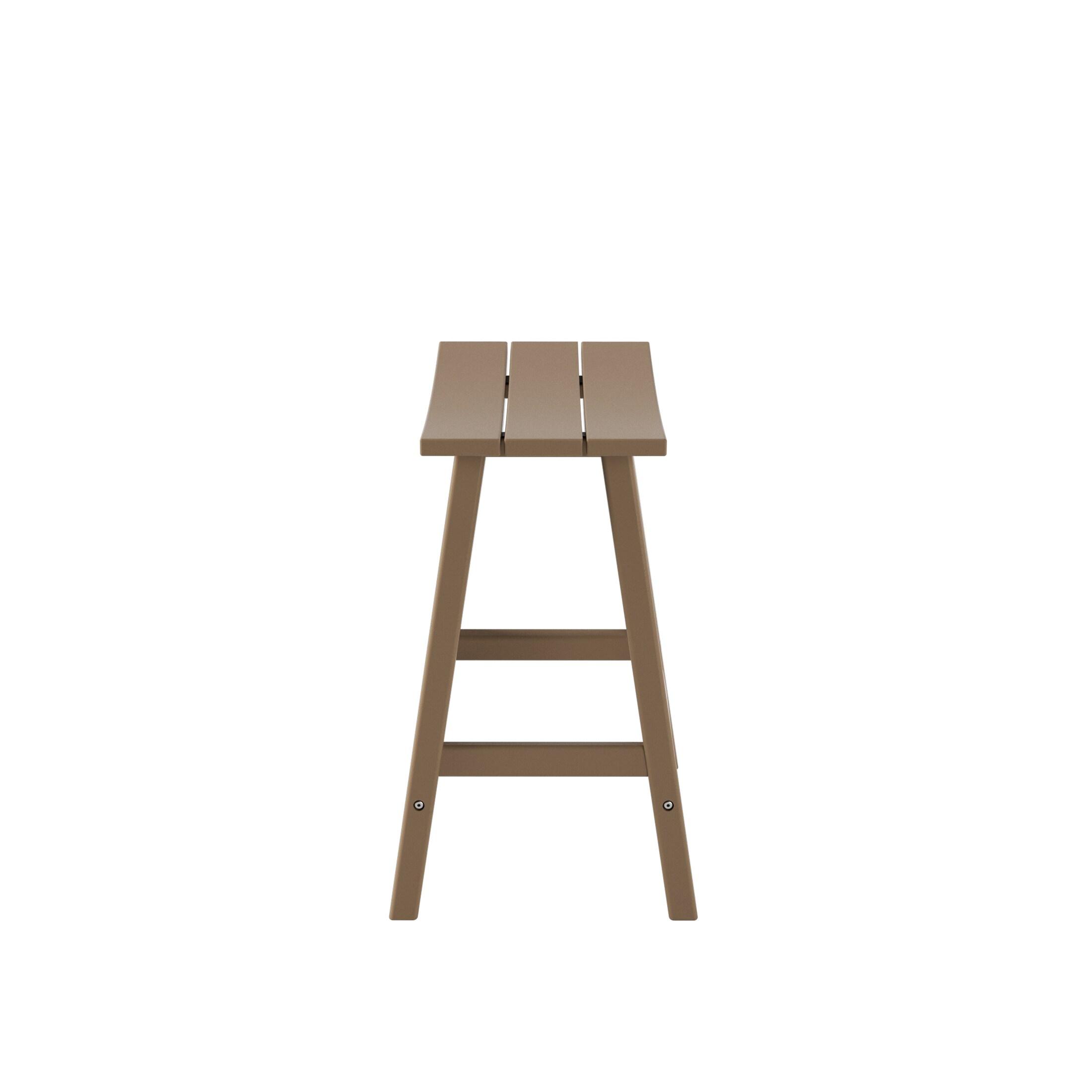 Polytrends Laguna Hdpe All Weather Outdoor Patio 24" Saddle Seat Counter Stool (Set Of 2) Weathered Wood Glam