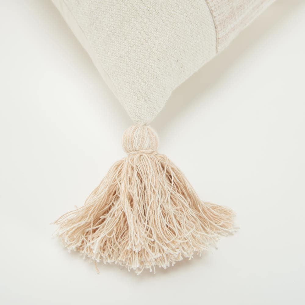 20"x20" Oversize Square Throw Pillow Blush with Tassels - Donny Osmond Home: Removable Cover, Indoor Use