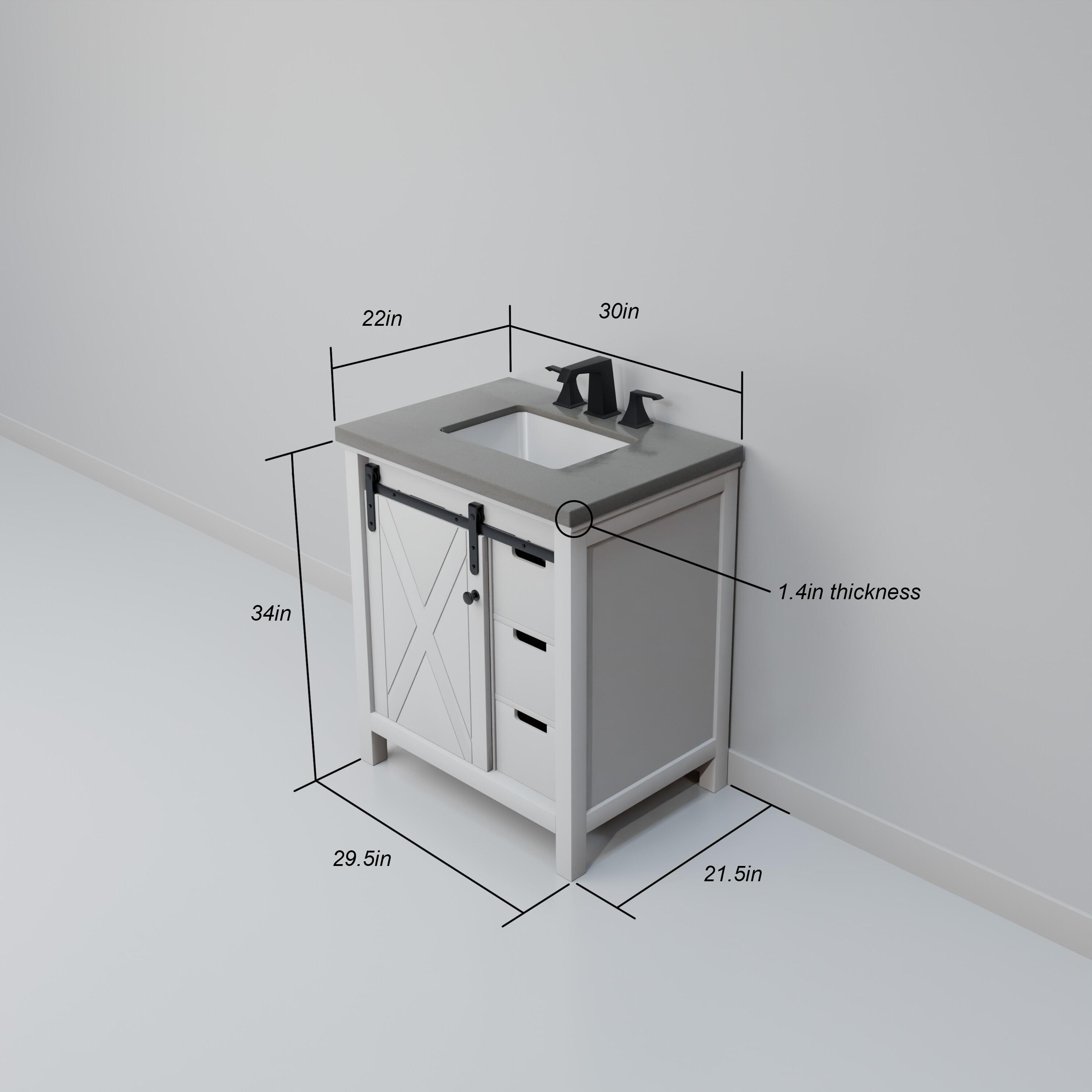 Lexora Marsyas 30 in W x 22 in D Single Bath Vanity