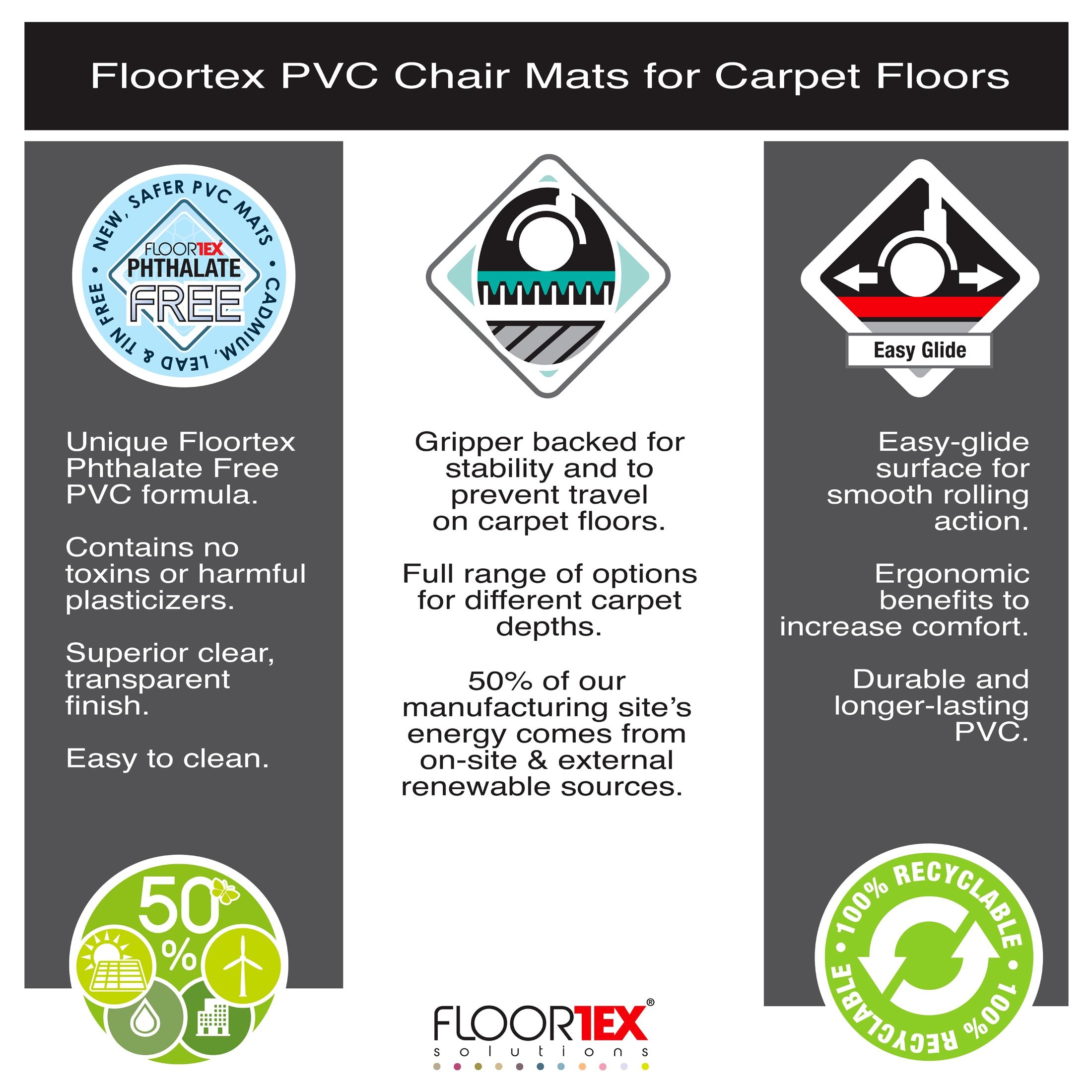 Floortex Advantagemat Vinyl Rectangular Chair Mat for Carpets up to 1/4" - 30" x 48" Shipped Rolled