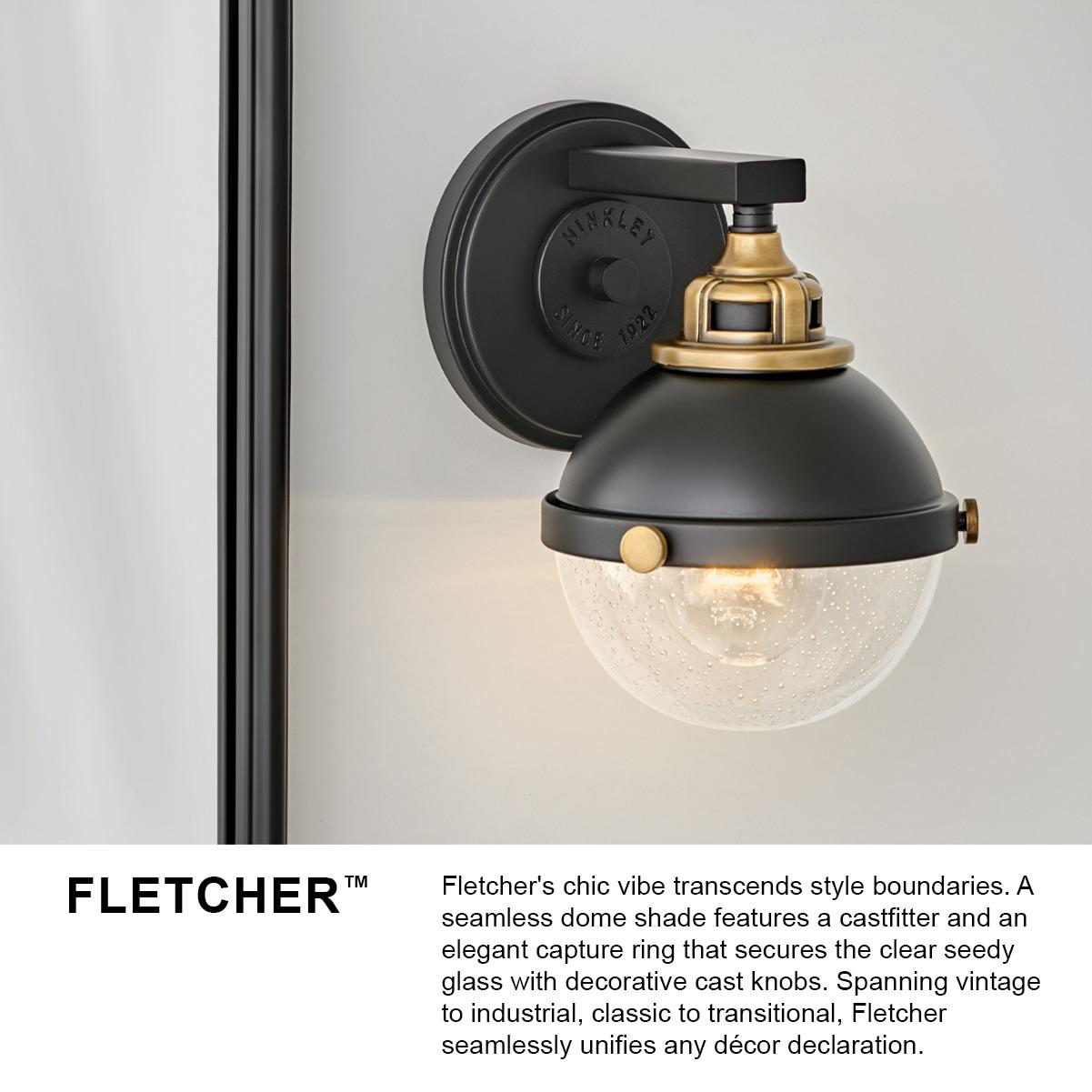 Fletcher Black Chrome 2-Light Outdoor Vanity Sconce with Clear Seedy Glass
