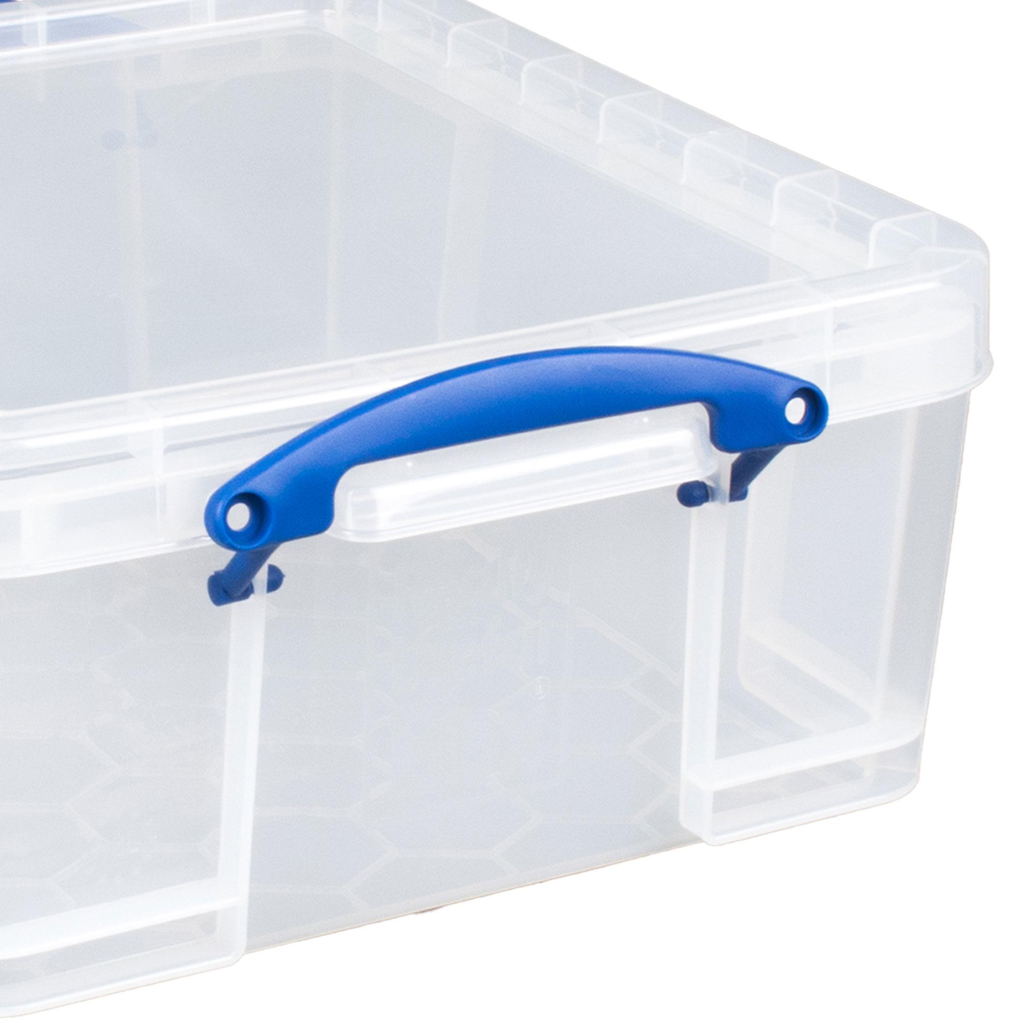 Really Useful Box Plastic Storage Container w/Snap Lid & Clip Lock Handles