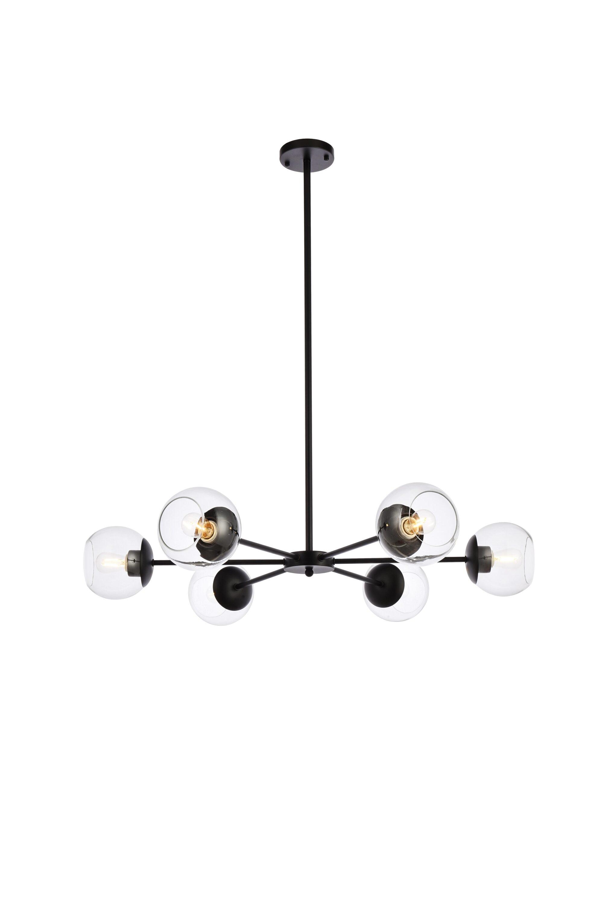 Elegant Lighting Briggs 30 inch pendant in black with clear shade