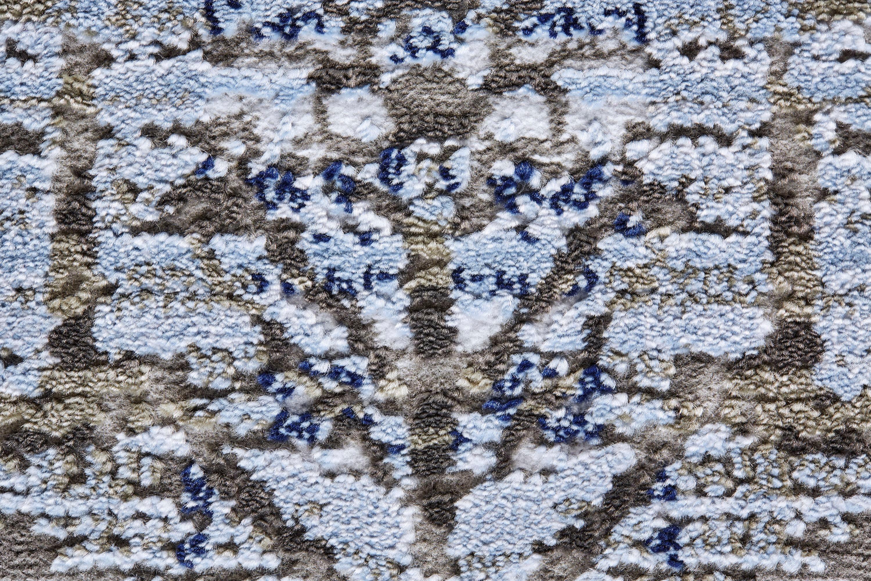Gaspar Modern Damask Blue/Gray/Taupe Area Rug