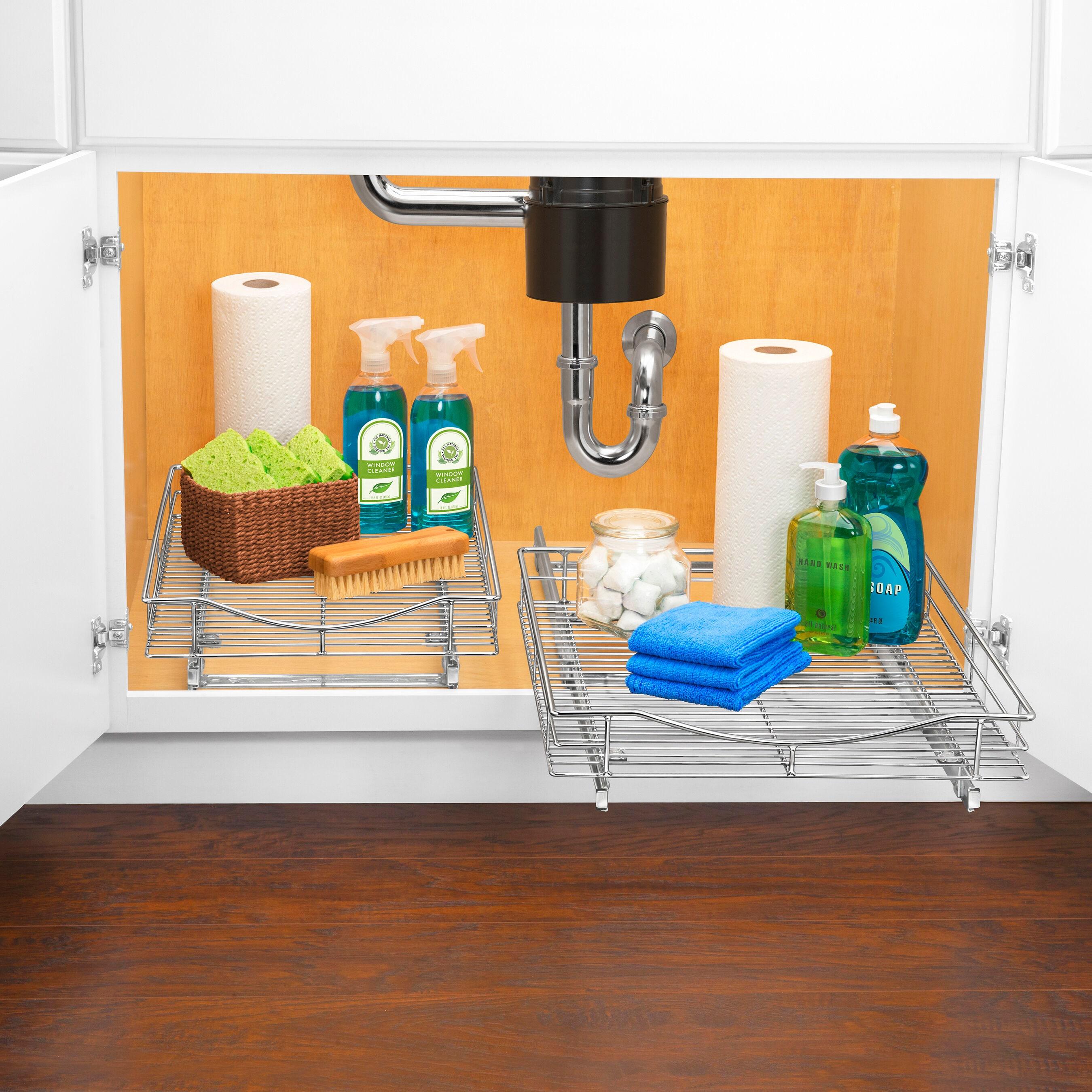 LYNK PROFESSIONAL Pull Out Cabinet Organizer - Slide Out Drawers for Kitchen Cabinets, Chrome