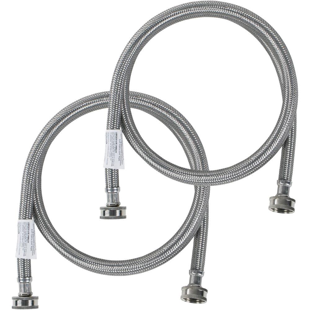 Certified Appliance Accessories® 2-Pack Braided Stainless Steel Washing Machine Hoses (4 Ft.) in Silver