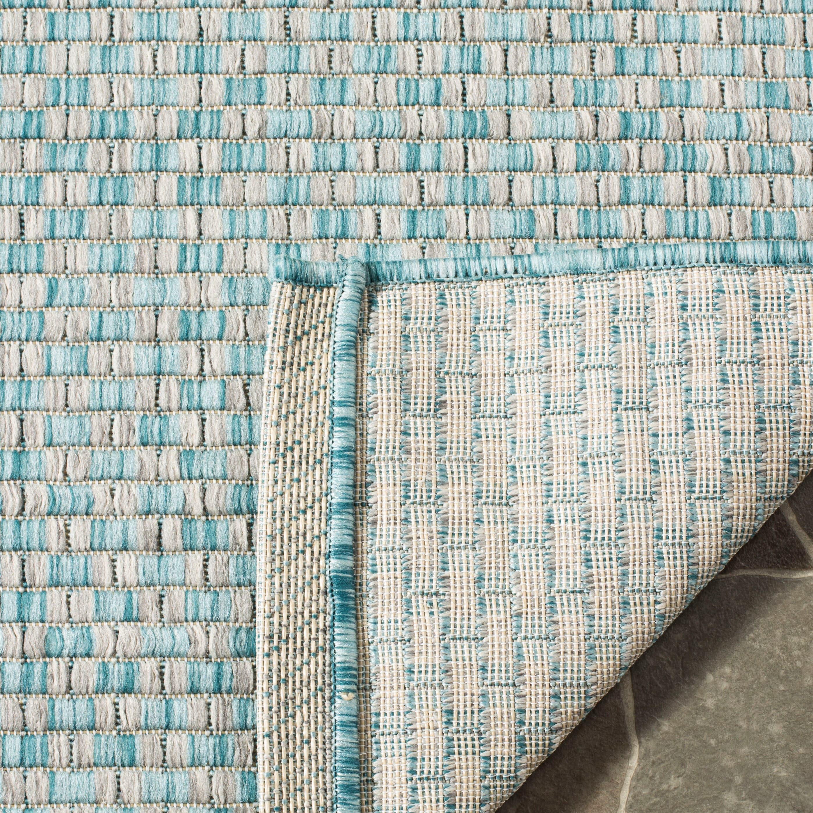 Courtyard CY8653 Power Loomed Indoor and Outdoor Area Rug - Light Blue/Light Grey - 5'3" Round - Safavieh