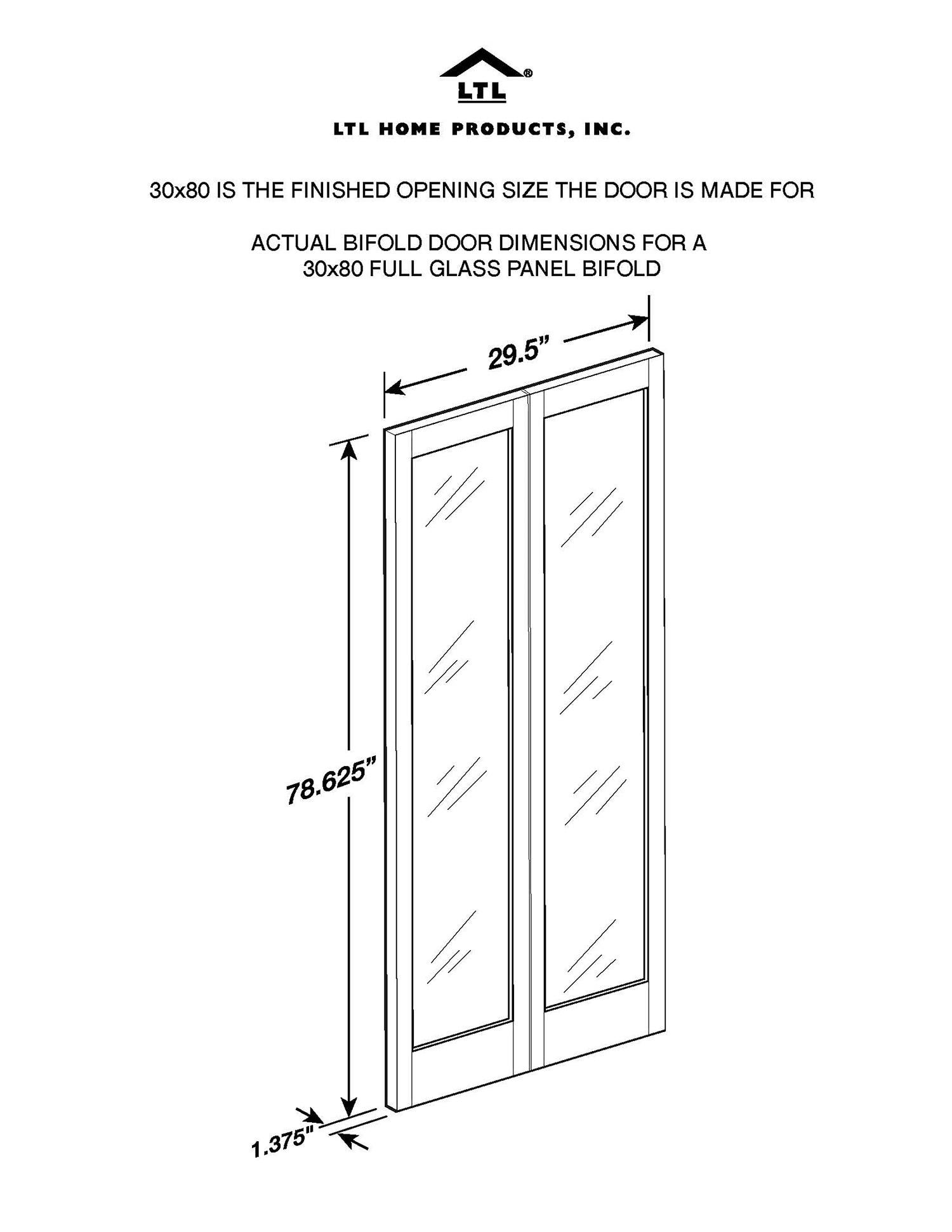 American Wood 837326 30 x 80 in. Full Glass Mission Bifold Door, Unfinished Pine