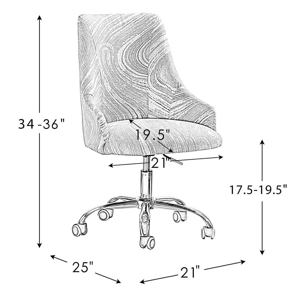Ergonomic Swivel Task Chair in Cowhide Fabric with Metal Base