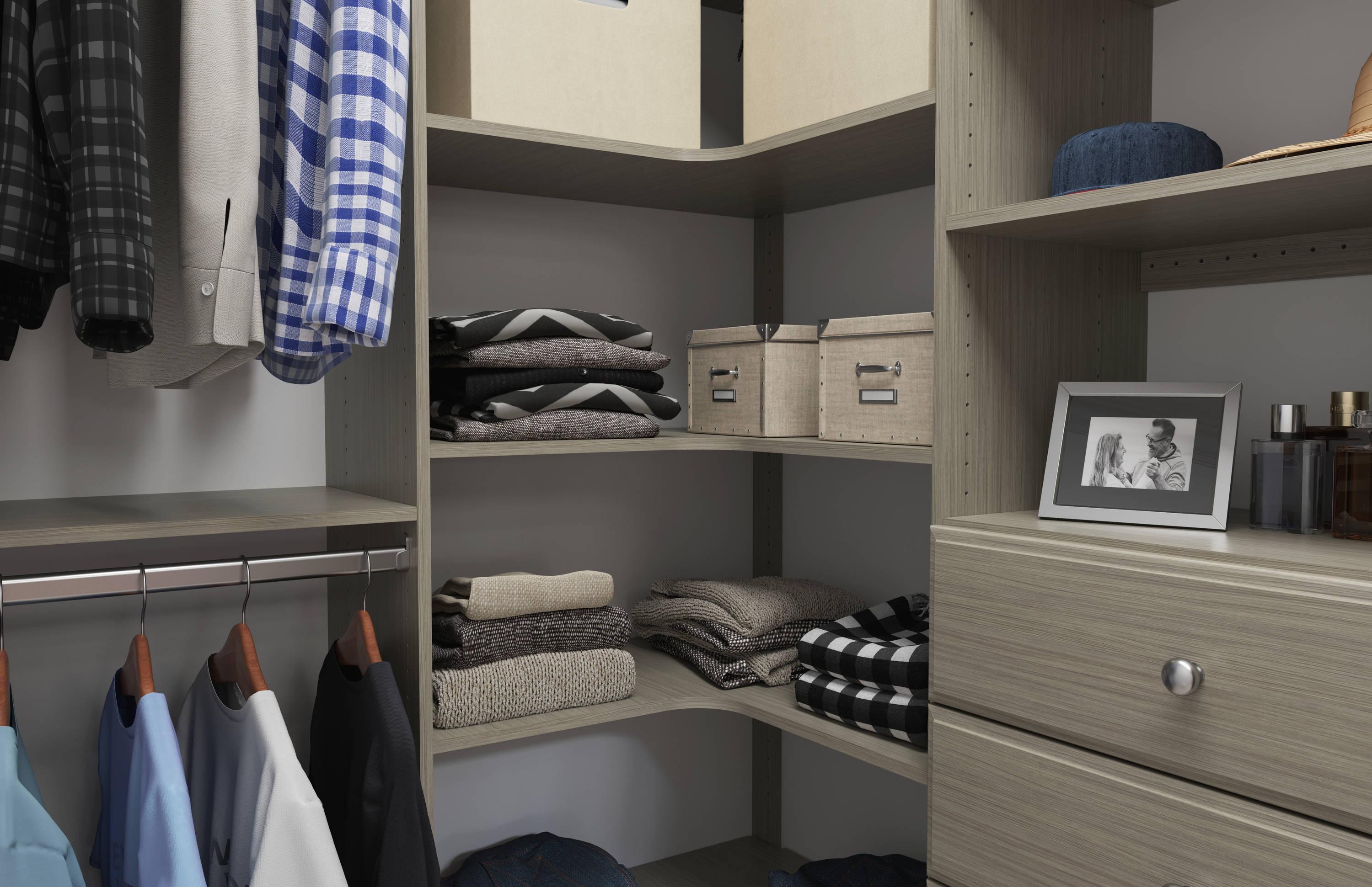 Easy Track Ph42 30-1/2" Wide Corner Closet Organizer System - Grey