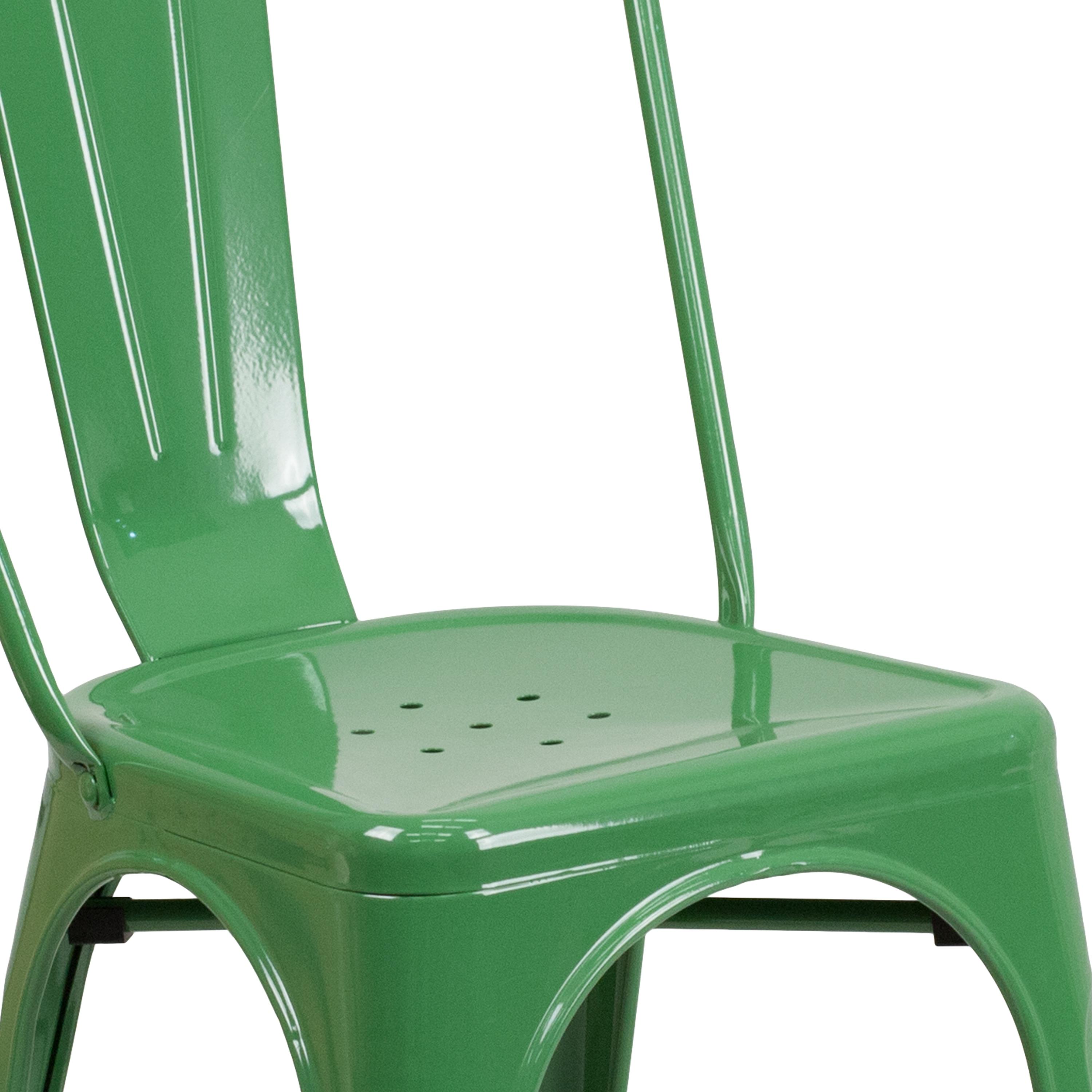 Flash Furniture Commercial Grade Green Metal Indoor-Outdoor Stackable Chair