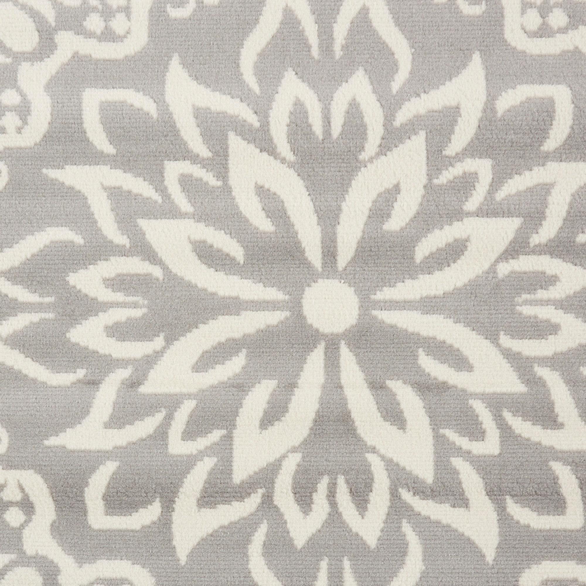 Nourison Jubilant Geometric Floral Ivory/Grey 7' x 10' Area Rug, (7' x 10')