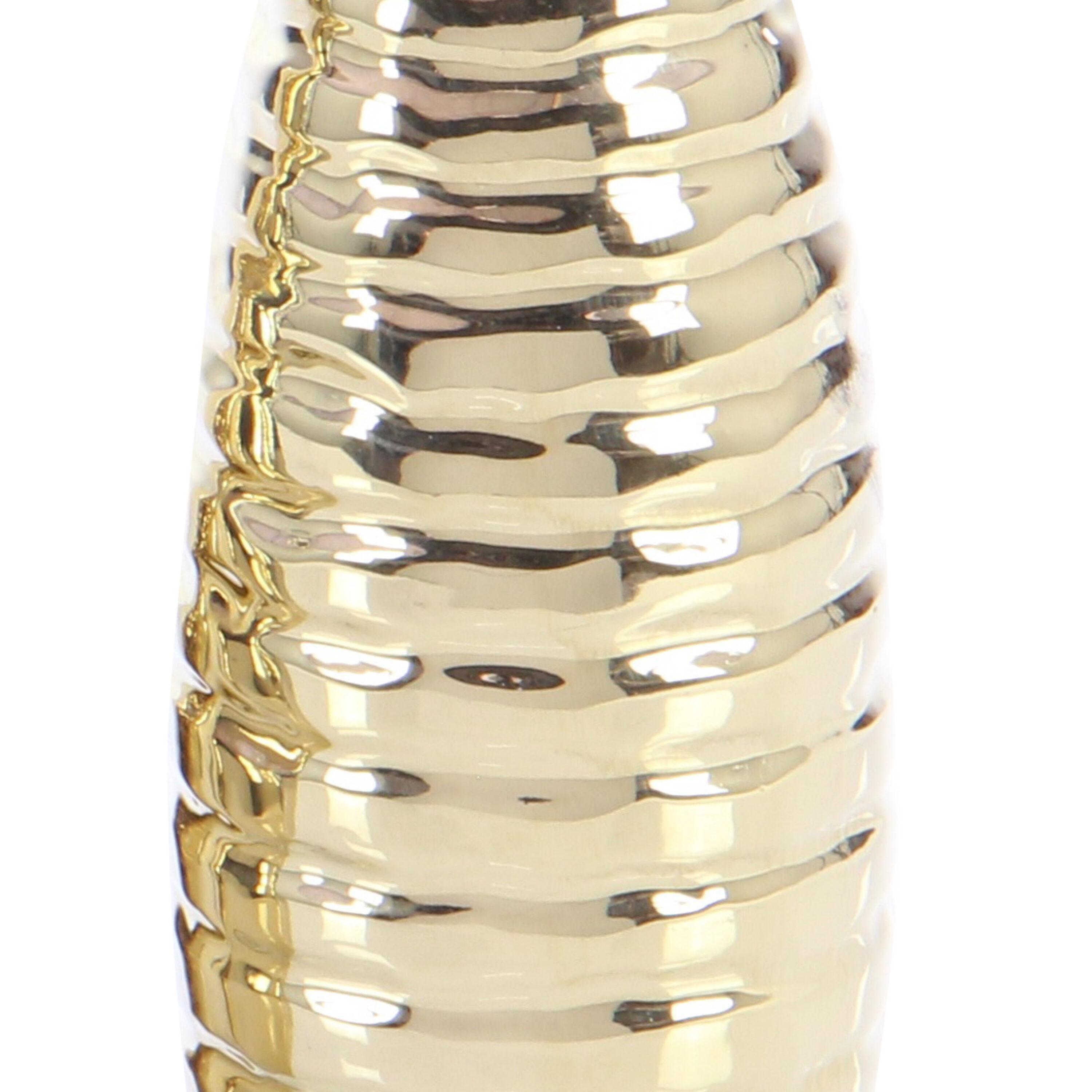 Olivia & May Decorative Ceramic Vases Gold 12" 3pk: Stoneware Novelty Containers, Spot Clean, Set of Three