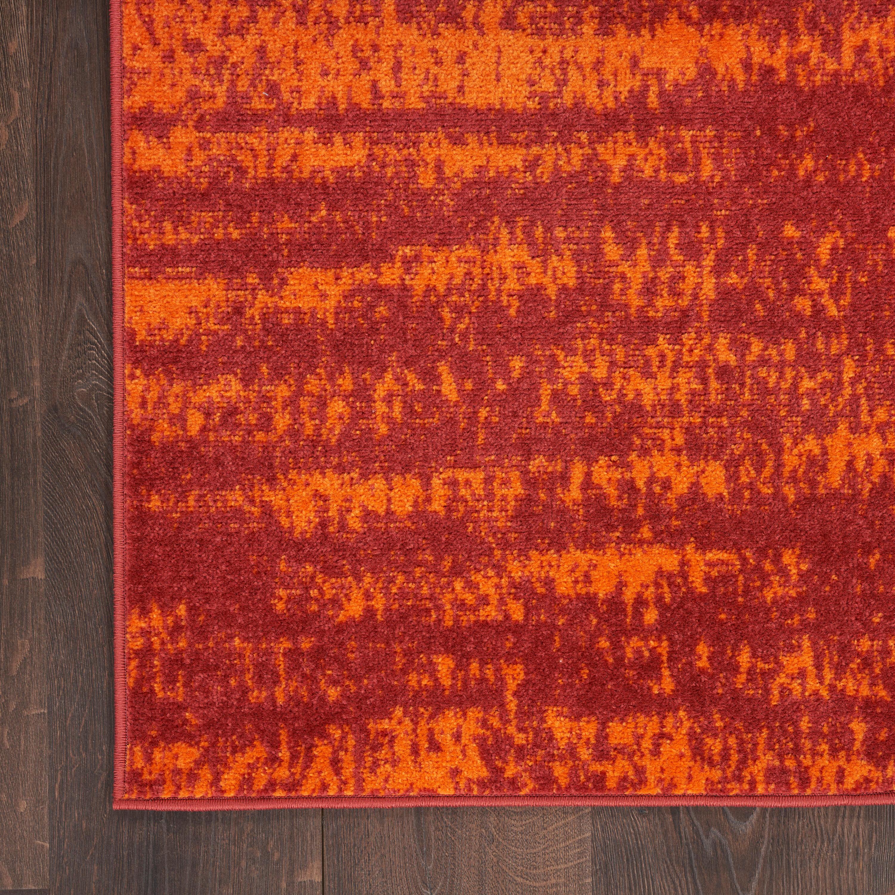 Nourison Essentials Abstract Low Pile Indoor Outdoor Area Rug 6' x 9' Red