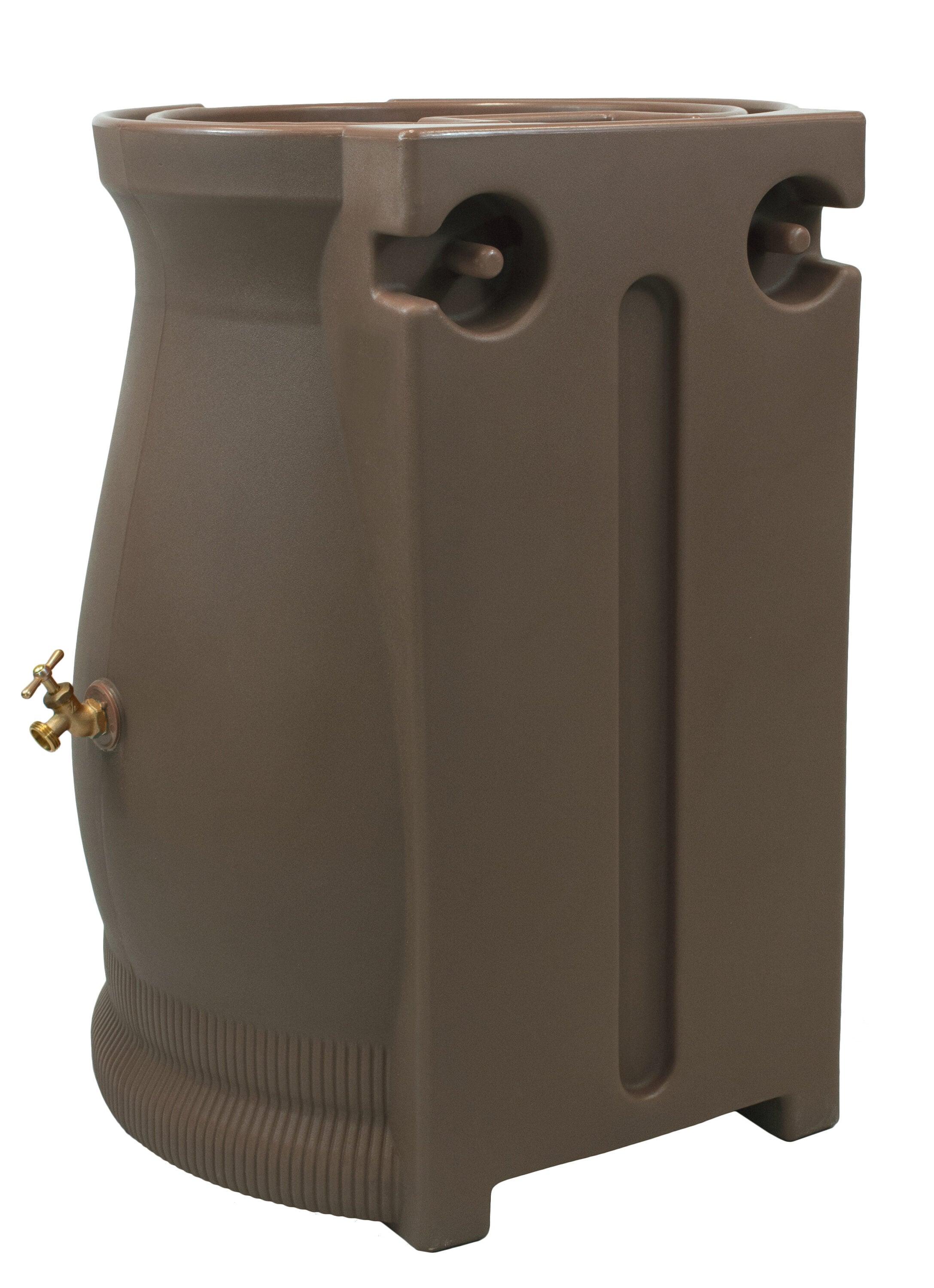 Good Ideas 50 Gallons Plastic Drainable Dual Overflow Planter Rain Barrel
