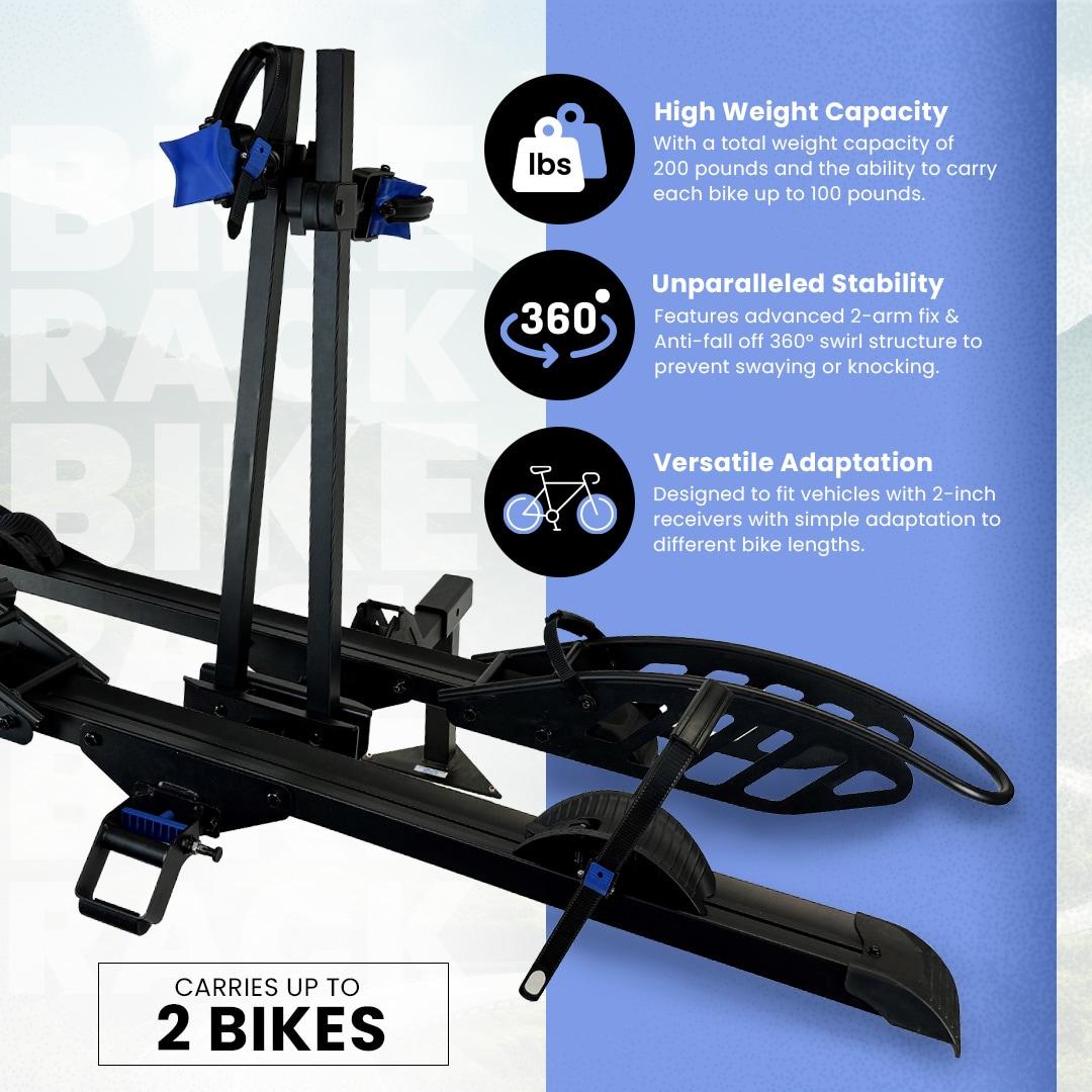 Black Steel Folding Hitch Mount 2-Bike Rack