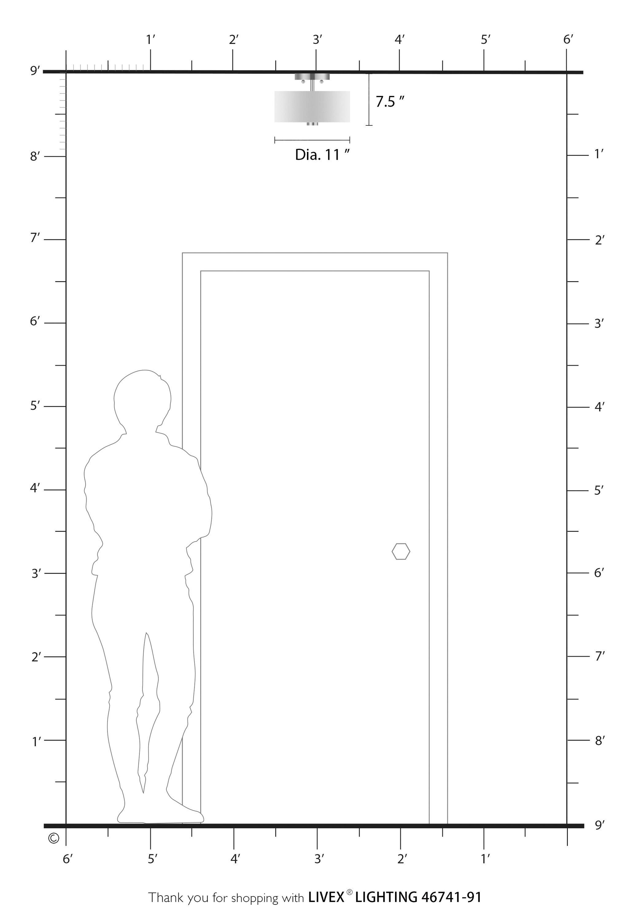Livex Lighting Dakota 2 - Light Semi-Flush Mount in  Brushed Nickel/Shiny White