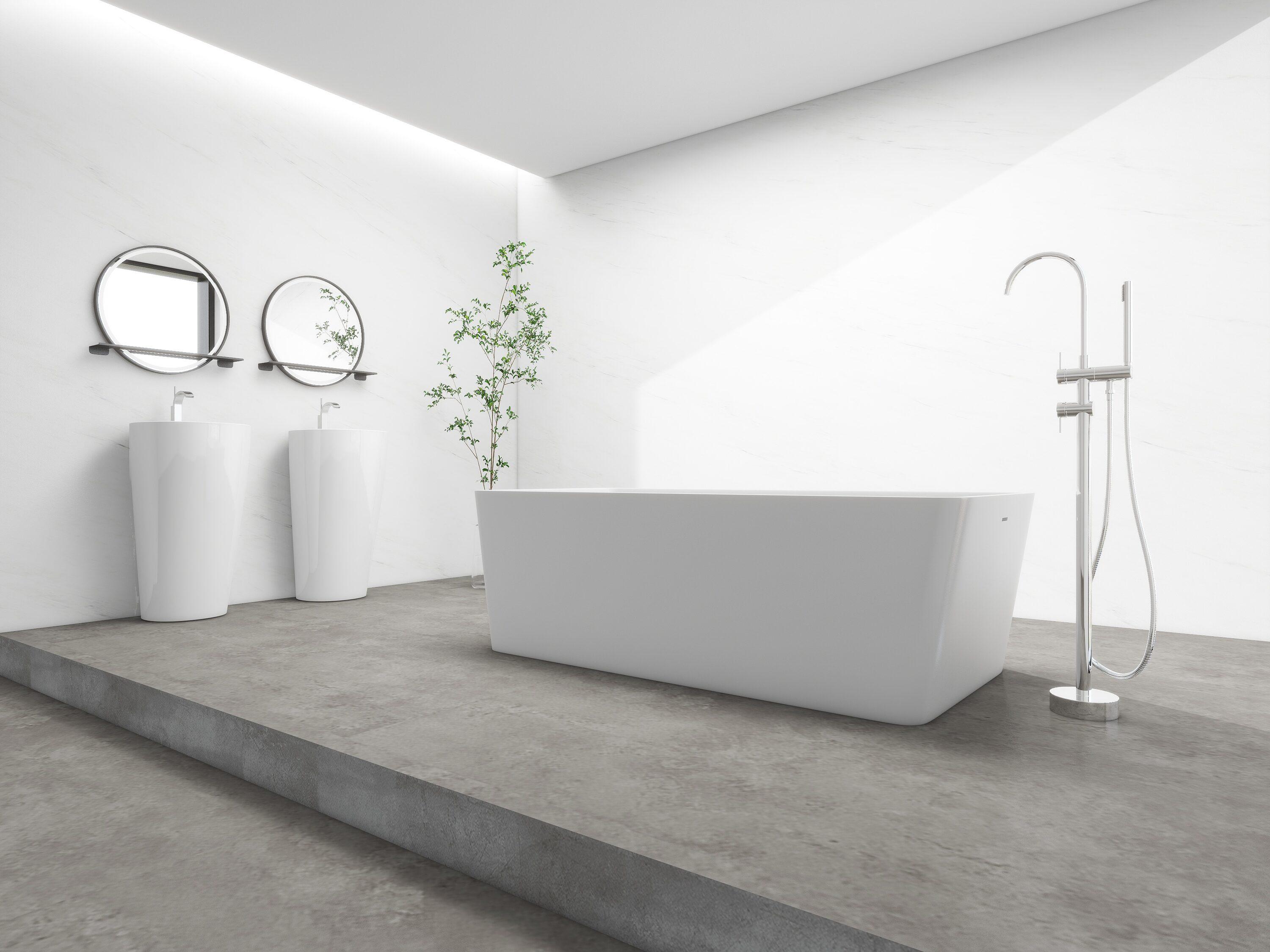 59'' x 30'' Freestanding Soaking Solid Surface Bathtub