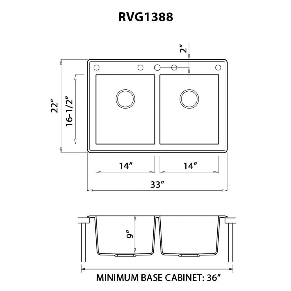 Ruvati 33 x 22 inch epiGranite Top-Mount Granite Composite Kitchen Sink